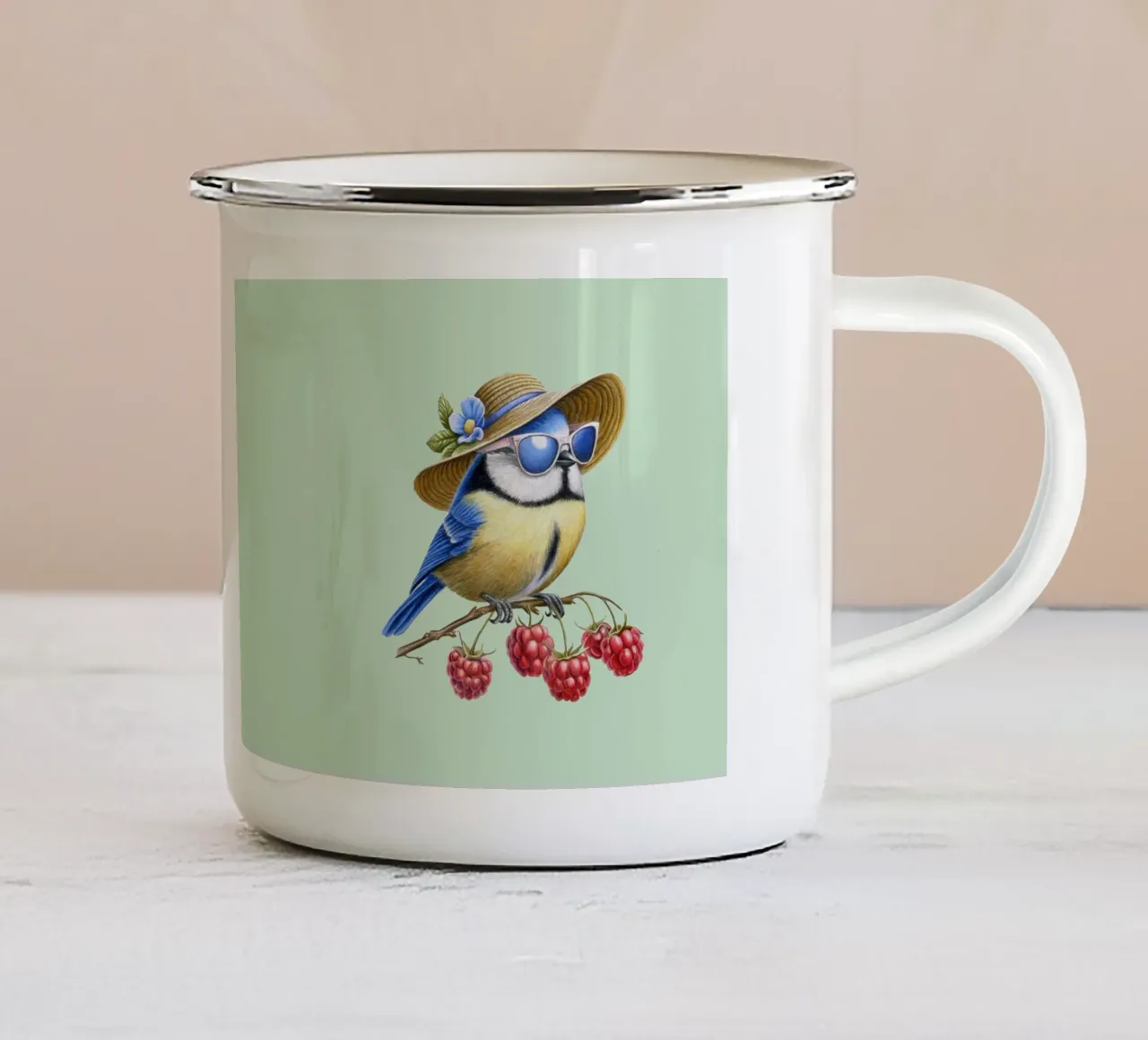 Uccello estivo tazza in smalto da Graphit und Farbe