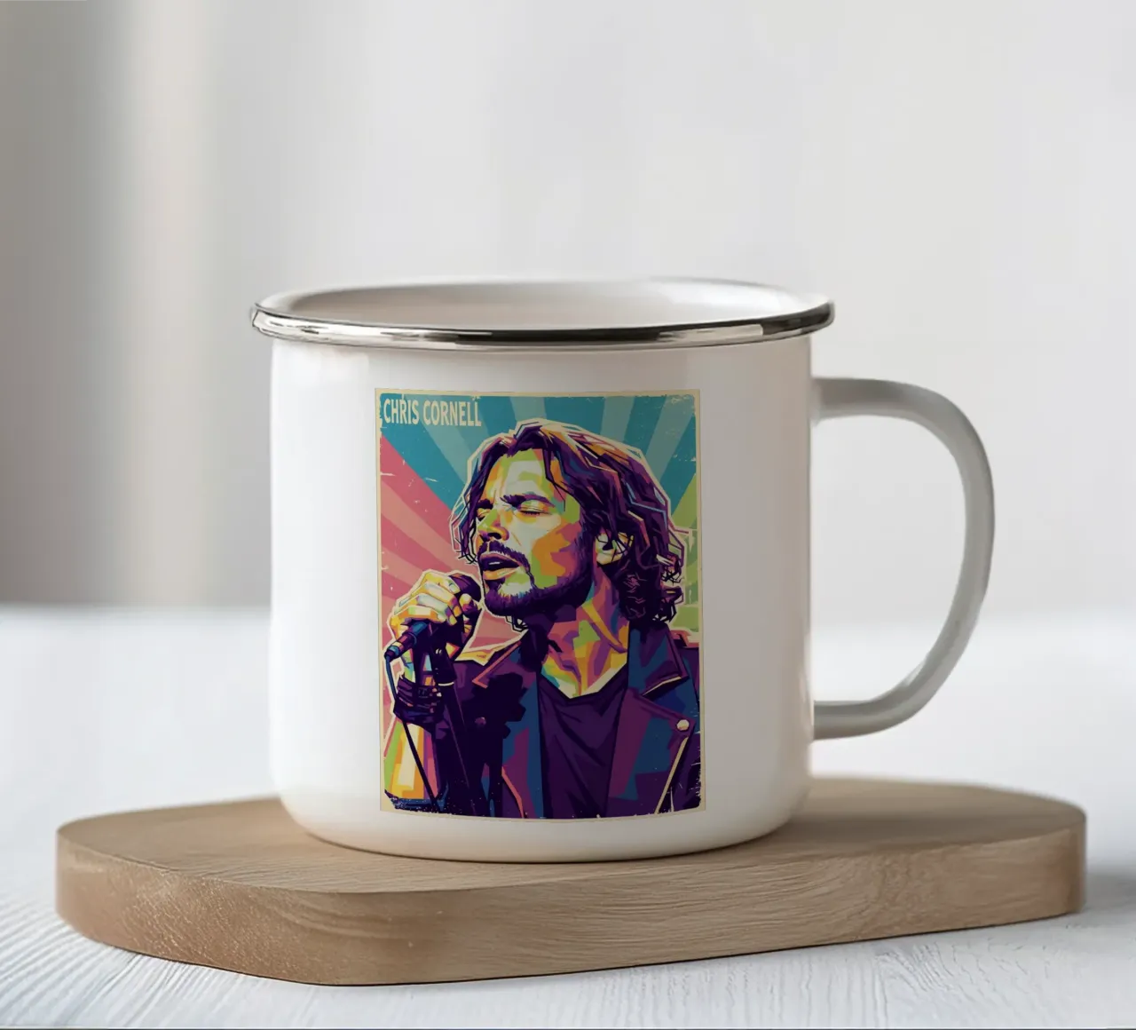 Chris Cornell pop art tazza in smalto da Hantamrata