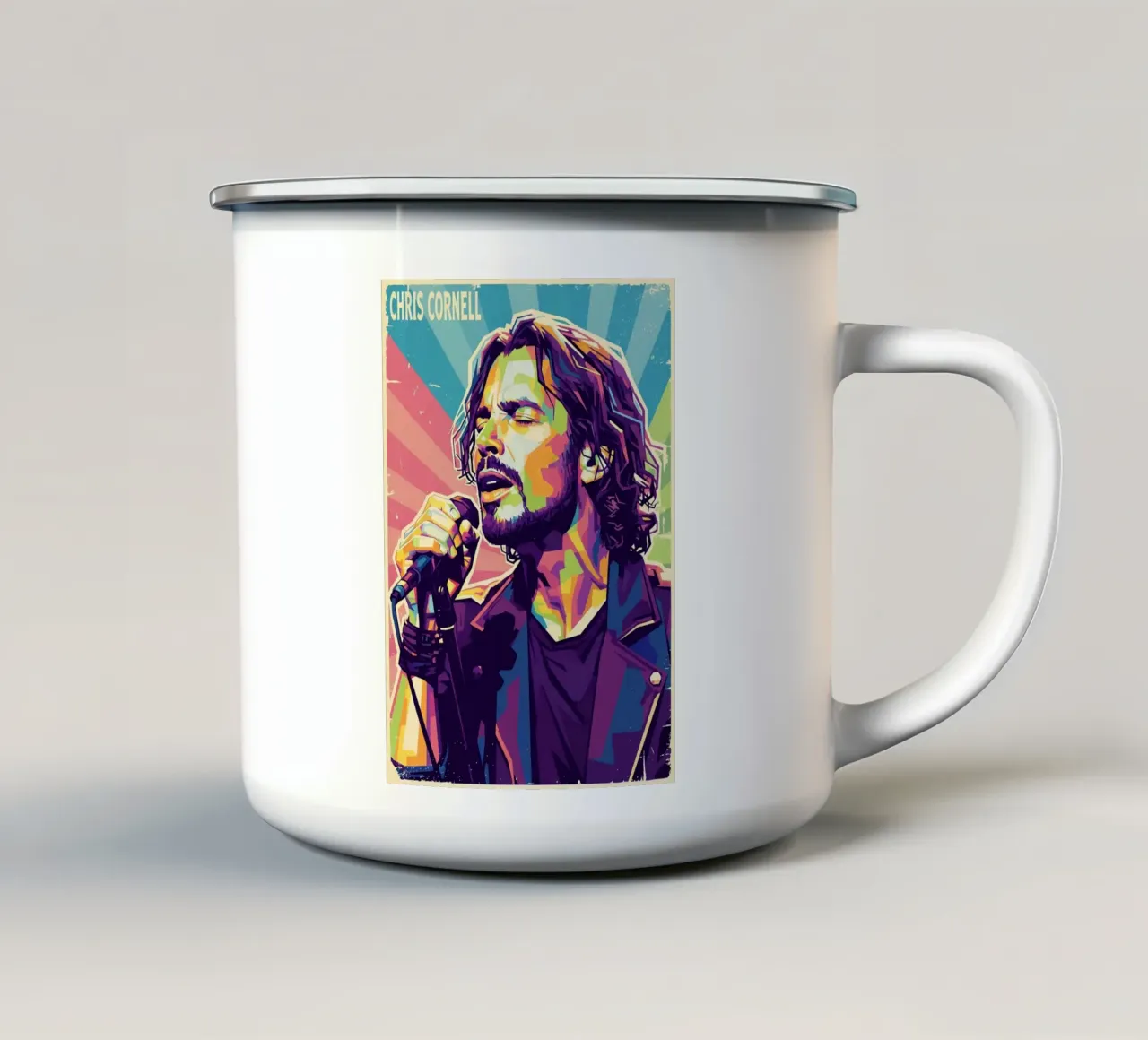 Chris Cornell pop art tazza in smalto da Hantamrata
