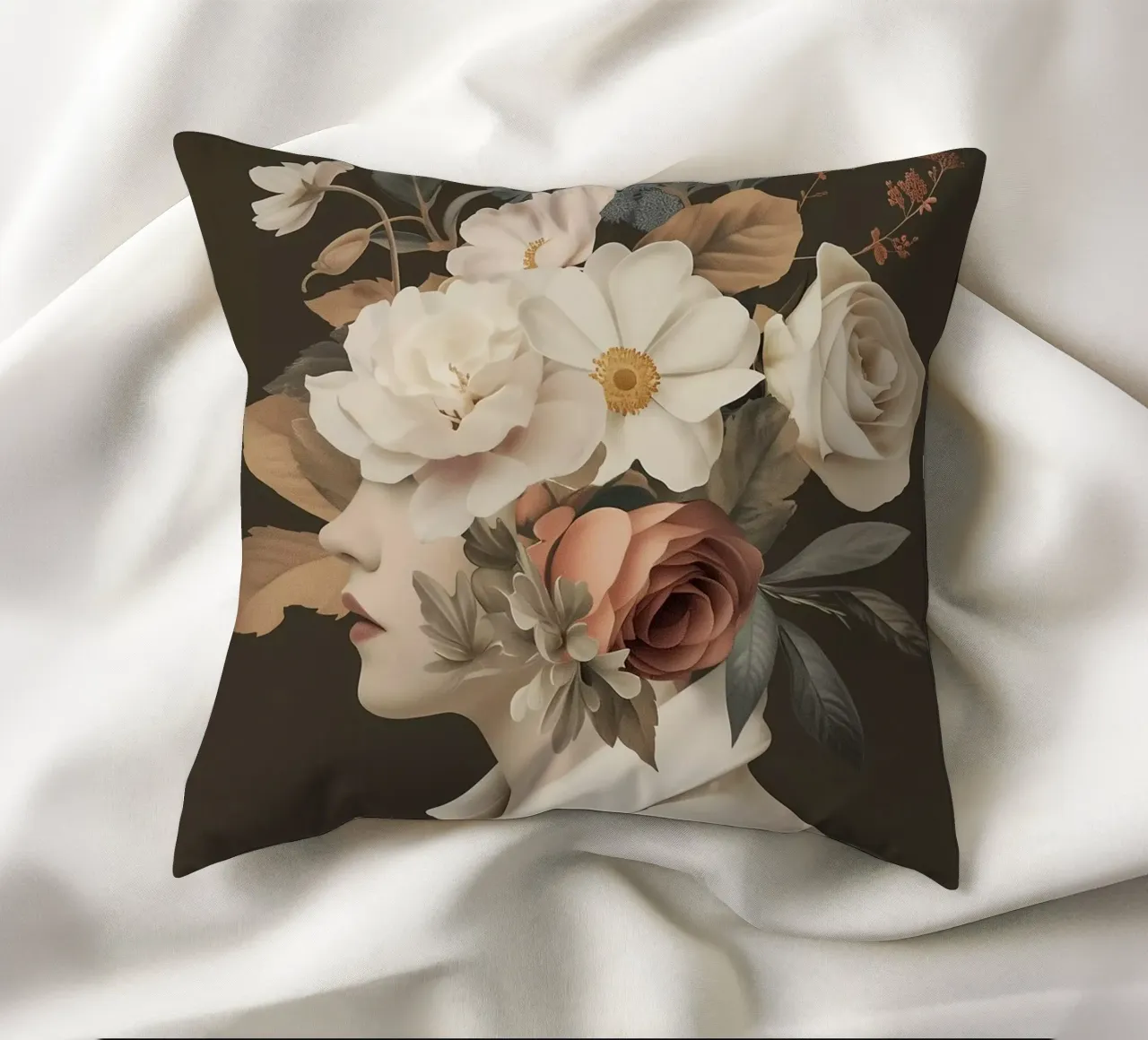 Testa di fiore vintage cuscino da Carinaprint