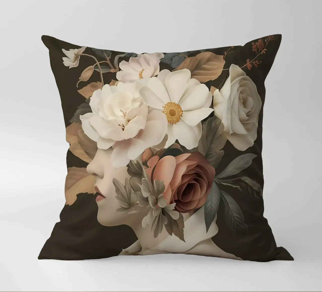 Testa di fiore vintage cuscino da Carinaprint