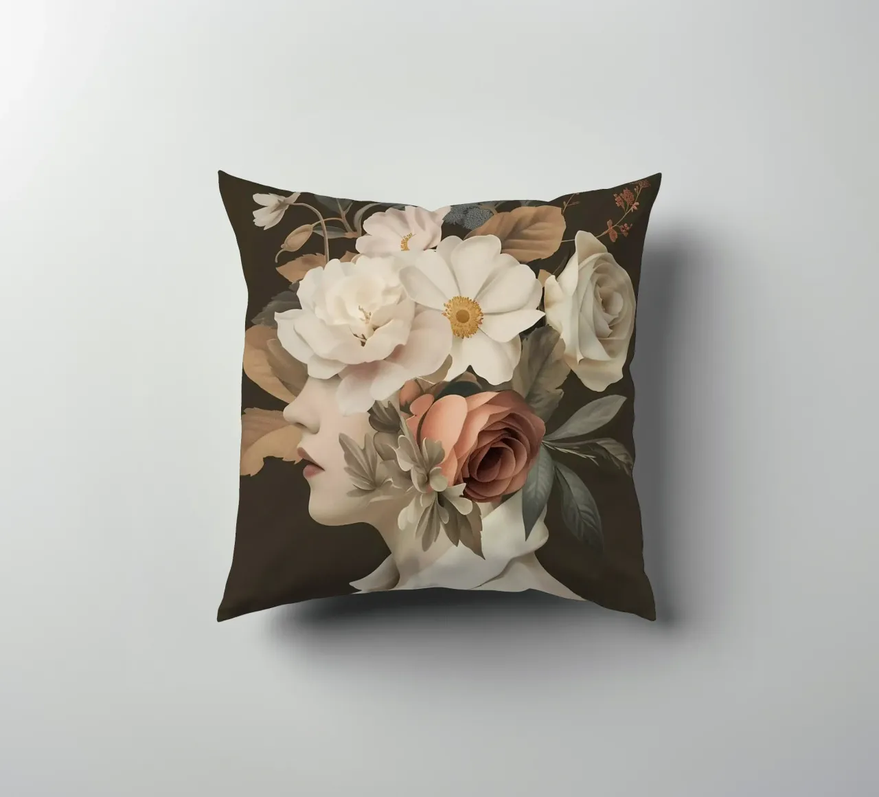 Testa di fiore vintage cuscino da Carinaprint