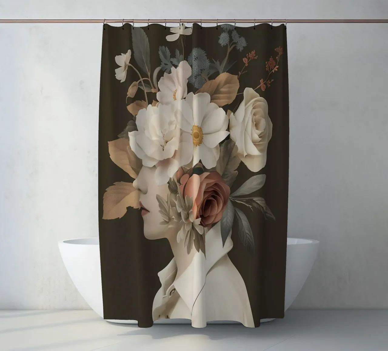 Testa di fiore vintage tenda da doccia da Carinaprint