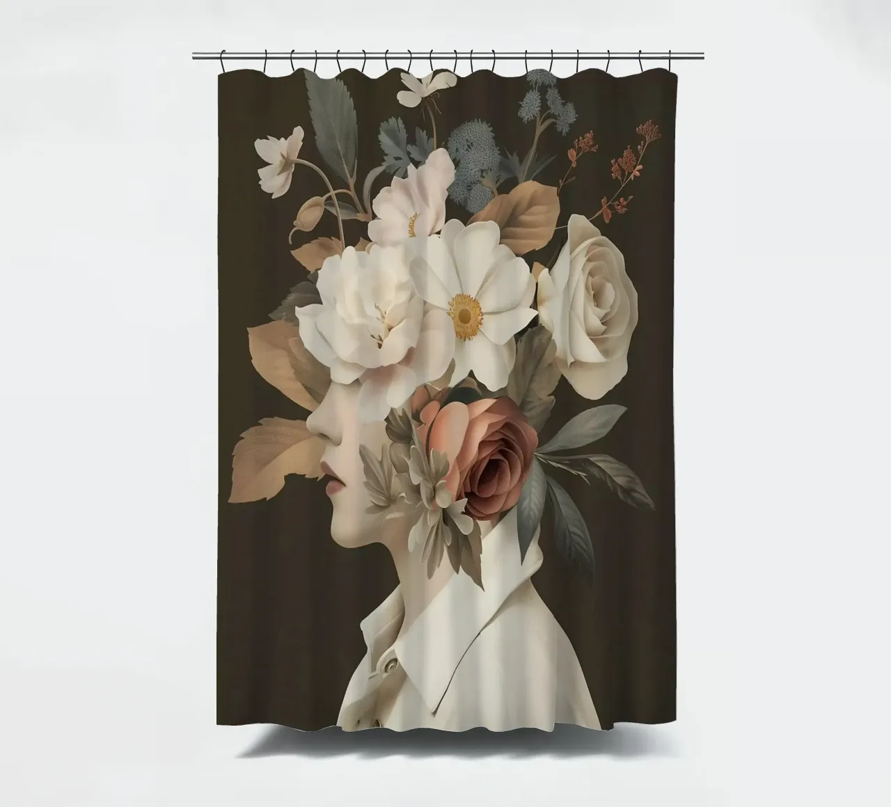 Testa di fiore vintage tenda da doccia da Carinaprint