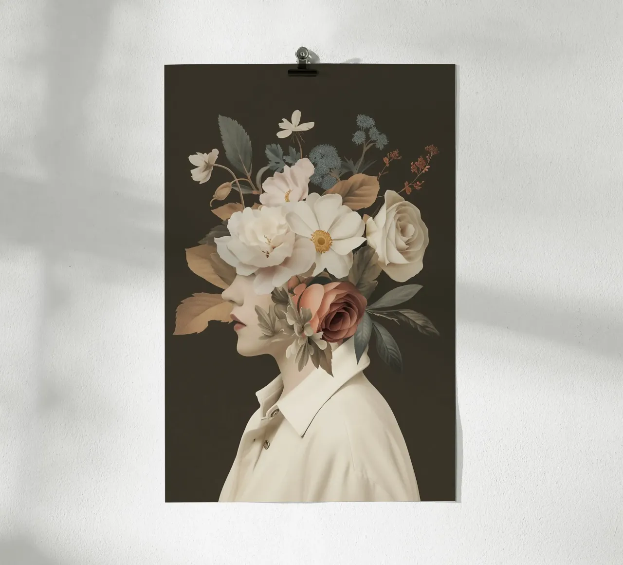 Testa di fiore vintage poster con telaio in alluminio da Carinaprint