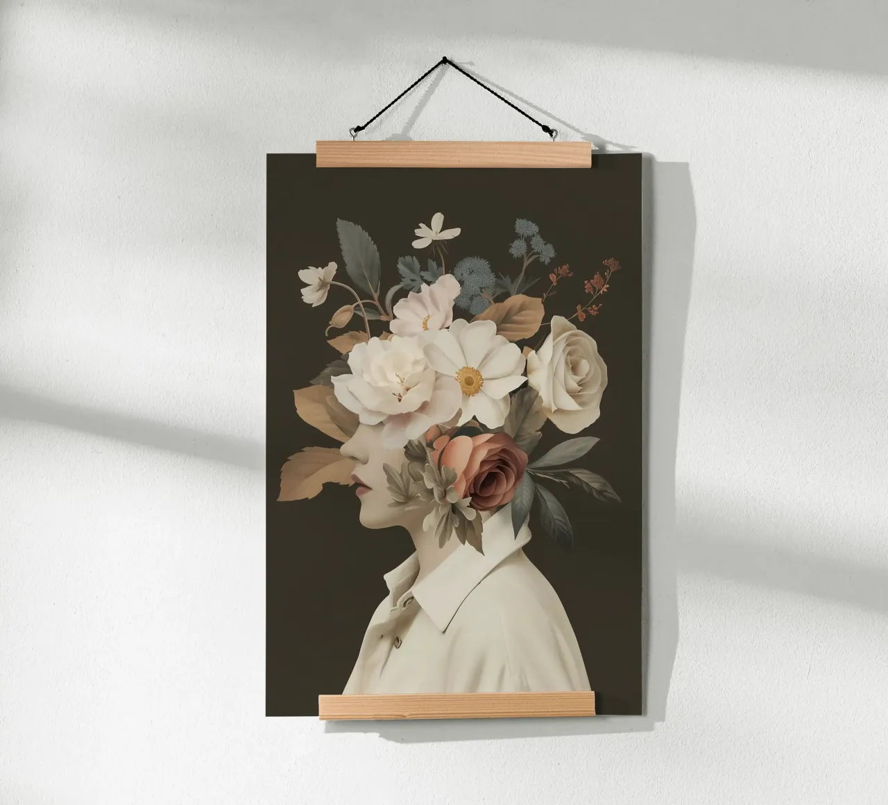 Testa di fiore vintage poster con telaio in alluminio da Carinaprint
