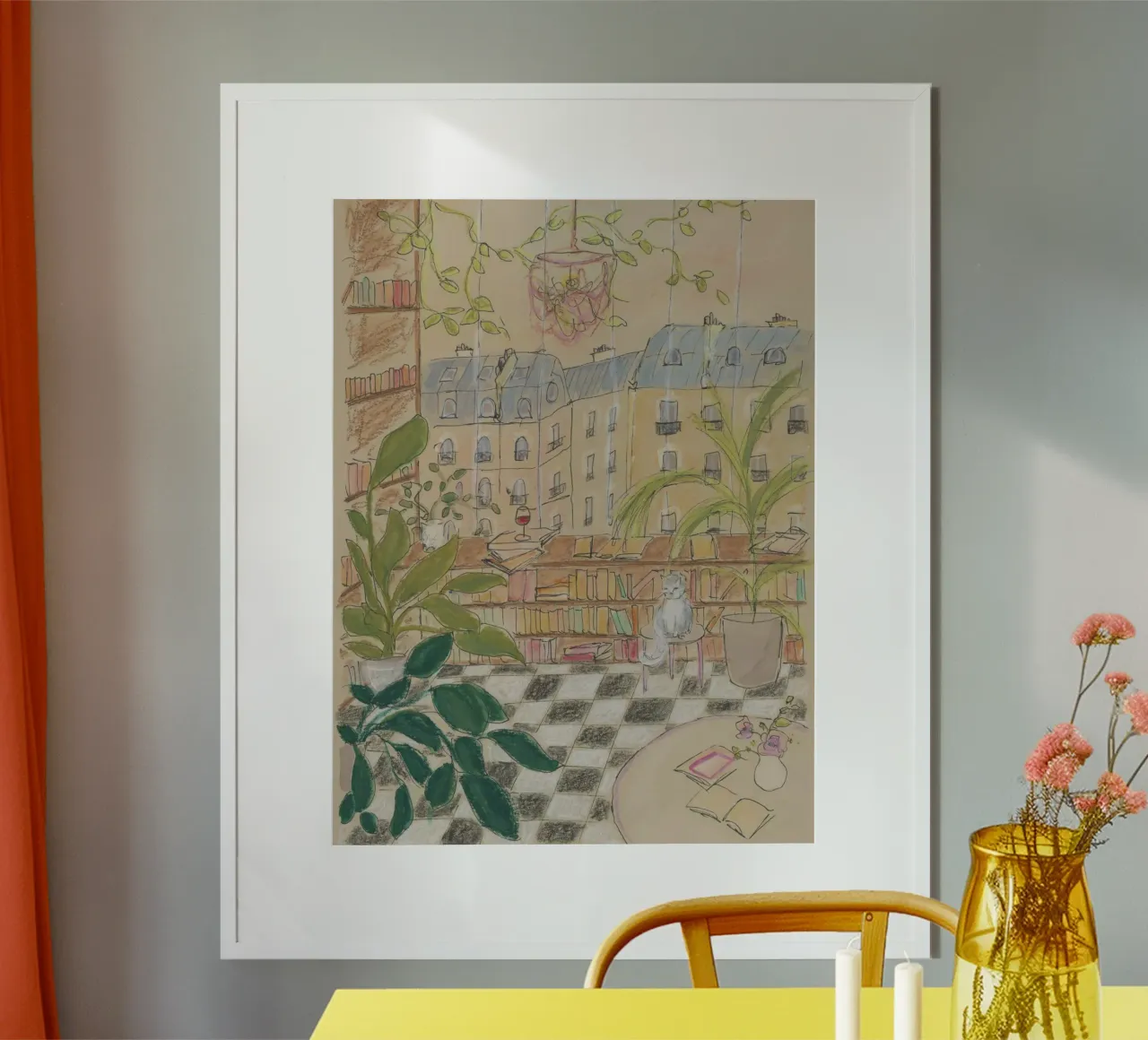 Negozio di libri antichi poster con telaio in legno da Katharina Puritscher