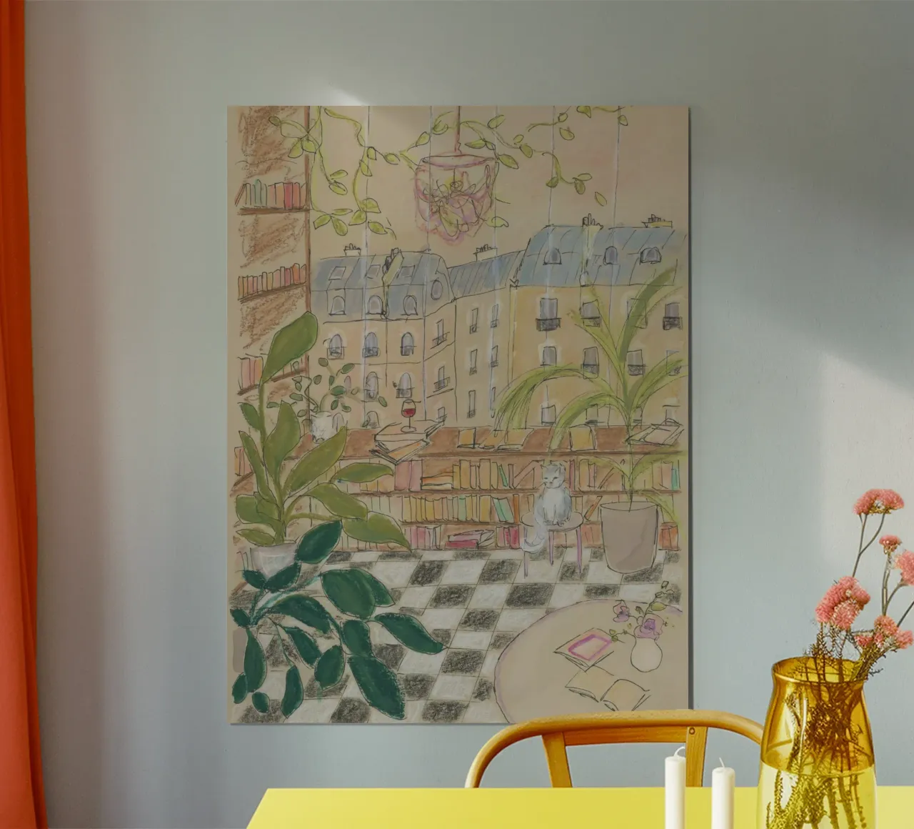 Negozio di libri antichi poster con telaio in legno da Katharina Puritscher