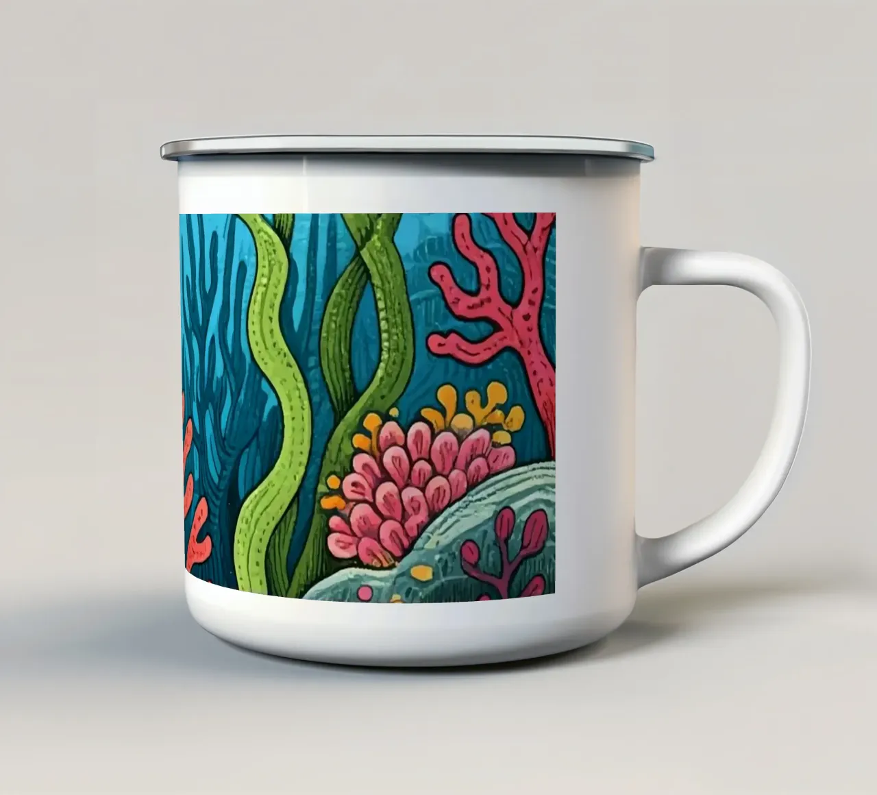 Corallo sott'acqua tazza in smalto da knowledge