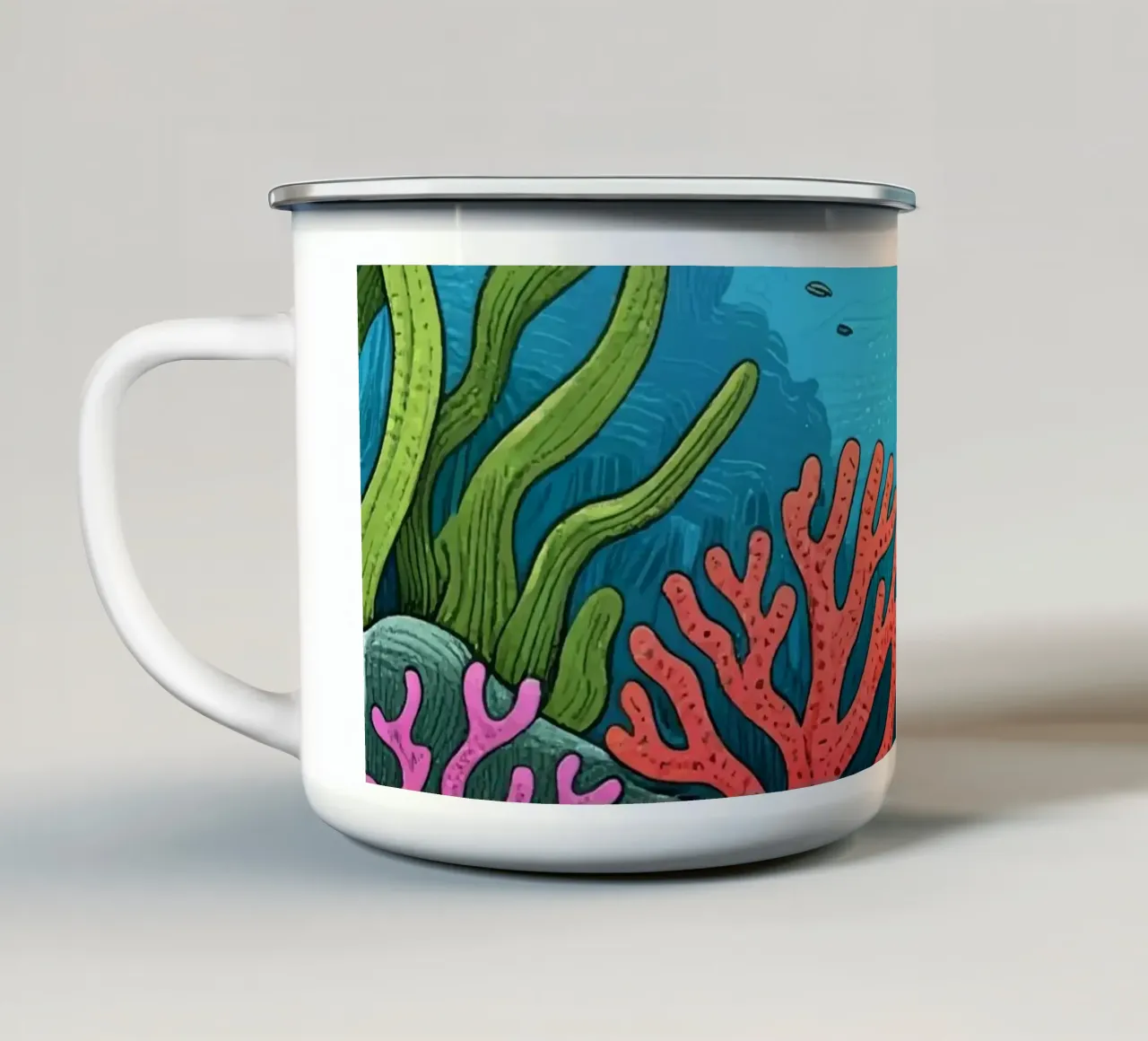 Corallo sott'acqua tazza in smalto da knowledge