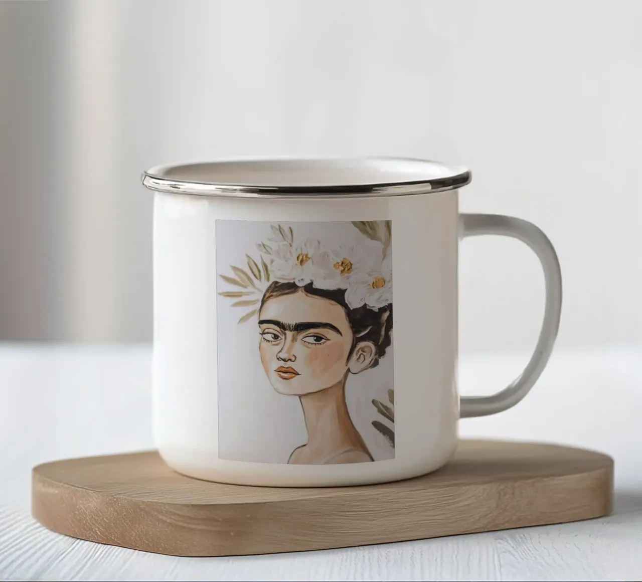 Zarte Boho Frida tazza in smalto da Carinaprint