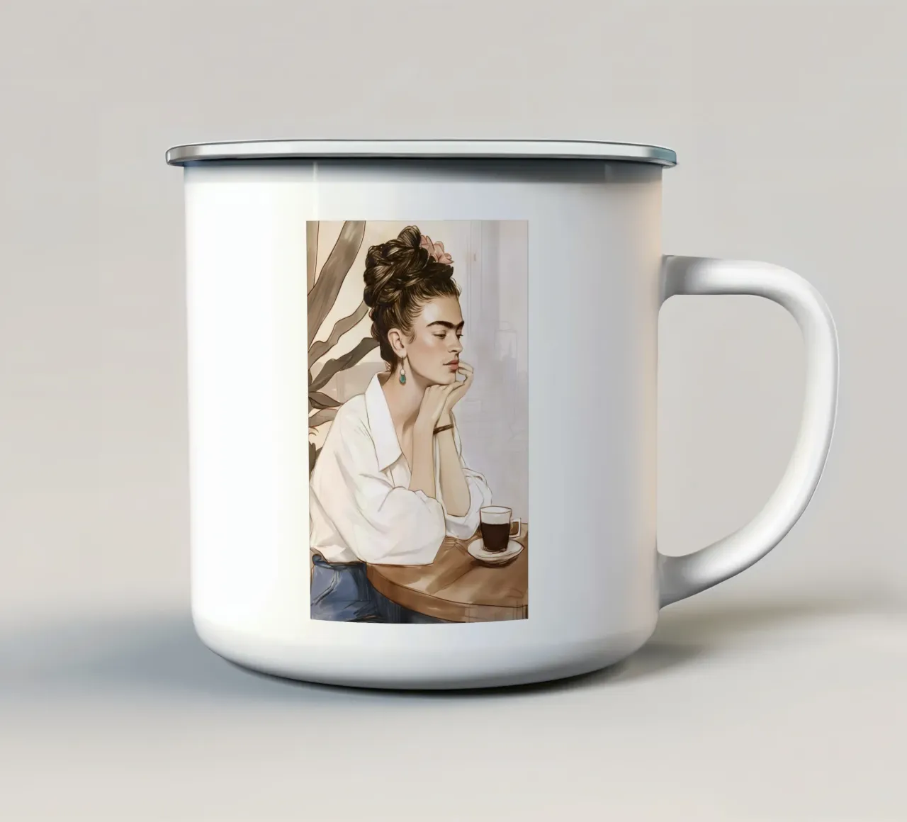 Frida caffè amore tazza in smalto da Carinaprint