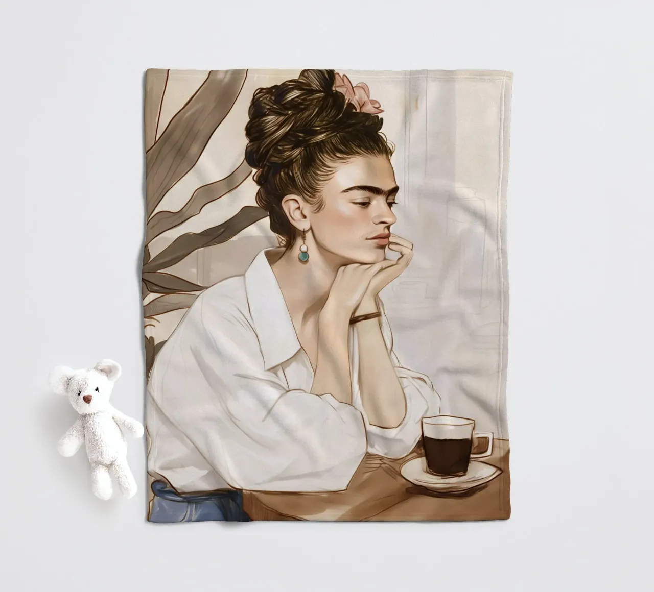 Frida caffè amore coperta in pile da Carinaprint