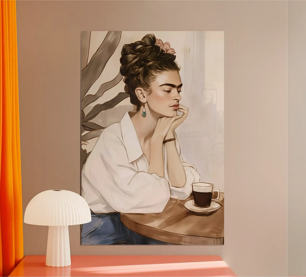 Frida caffè amore poster con telaio in plastica da Carinaprint