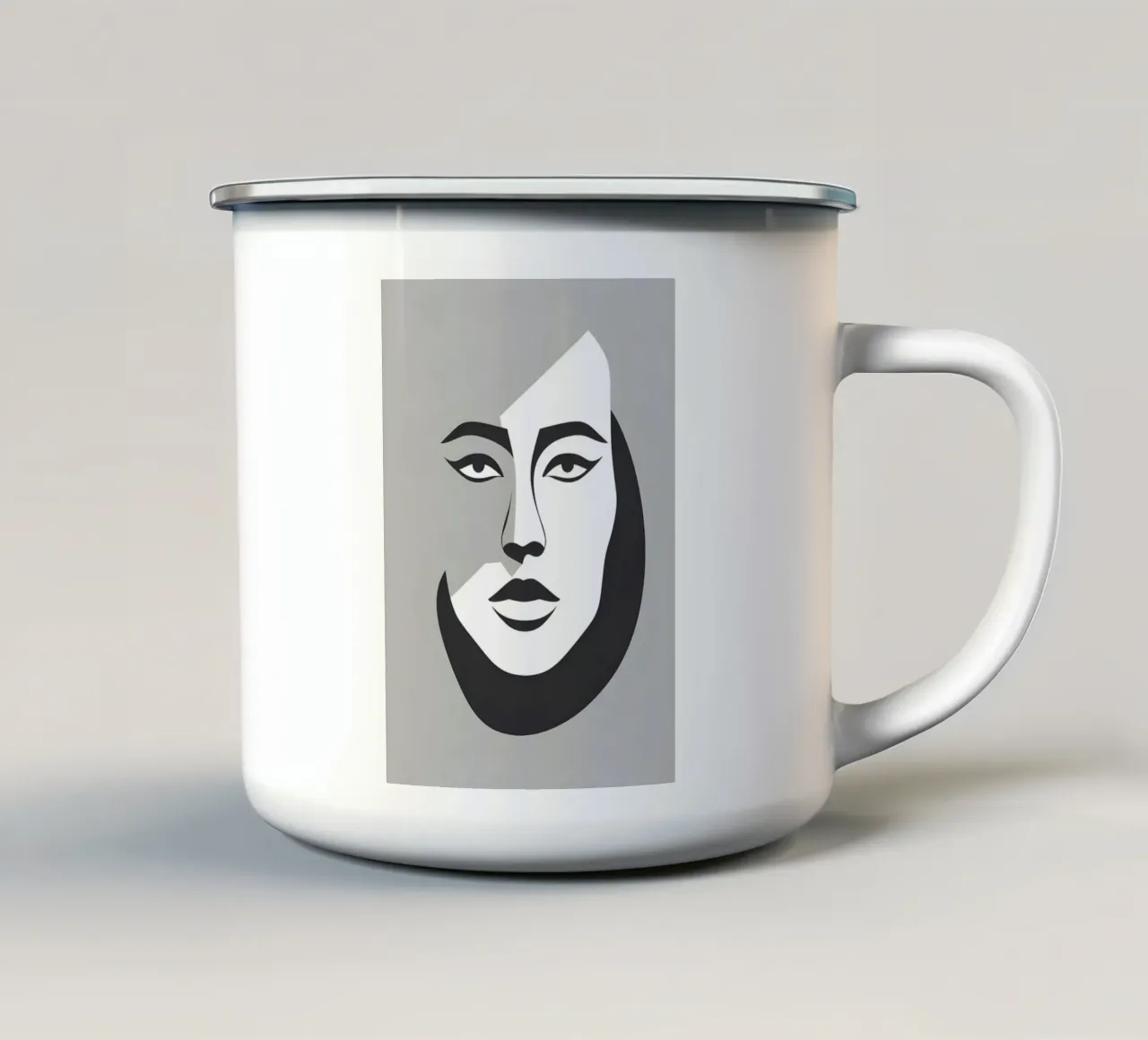 Abstracte gezichtscontour emaille mok van LIFESTYLE OBJECTS