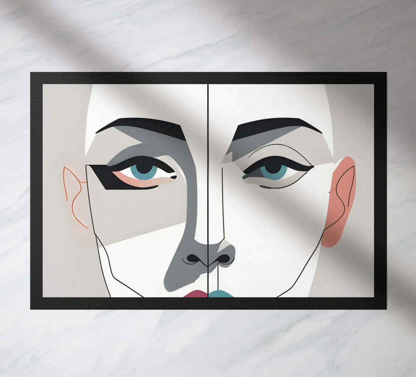 Abstrakte Gesichtskontur Fußmatte von LIFESTYLE OBJECTS