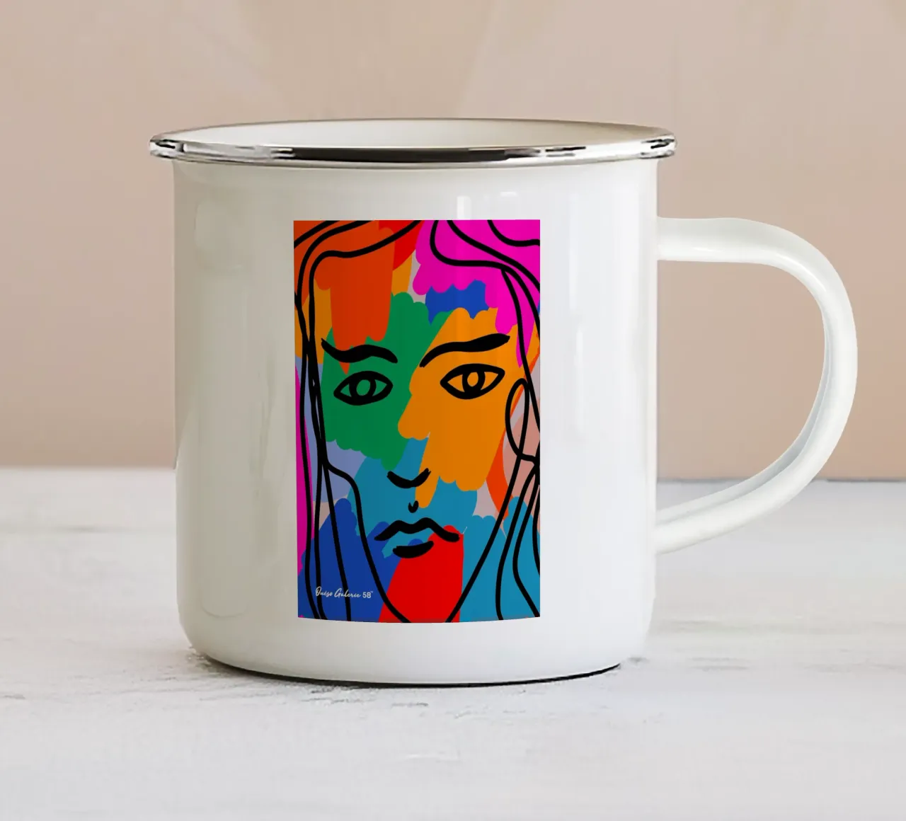 Face Face tazza in smalto da Mike Leymi