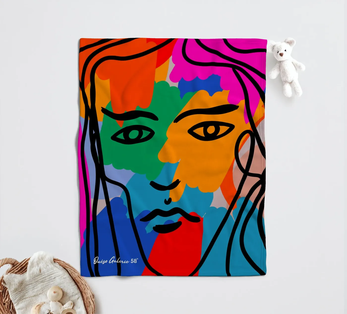 Face Face fleecedeken van Mike Leymi