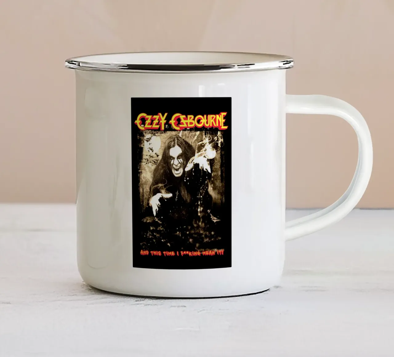 Ozzy Osbourne - Gruppo hardrock tazza in smalto da mannys_artt