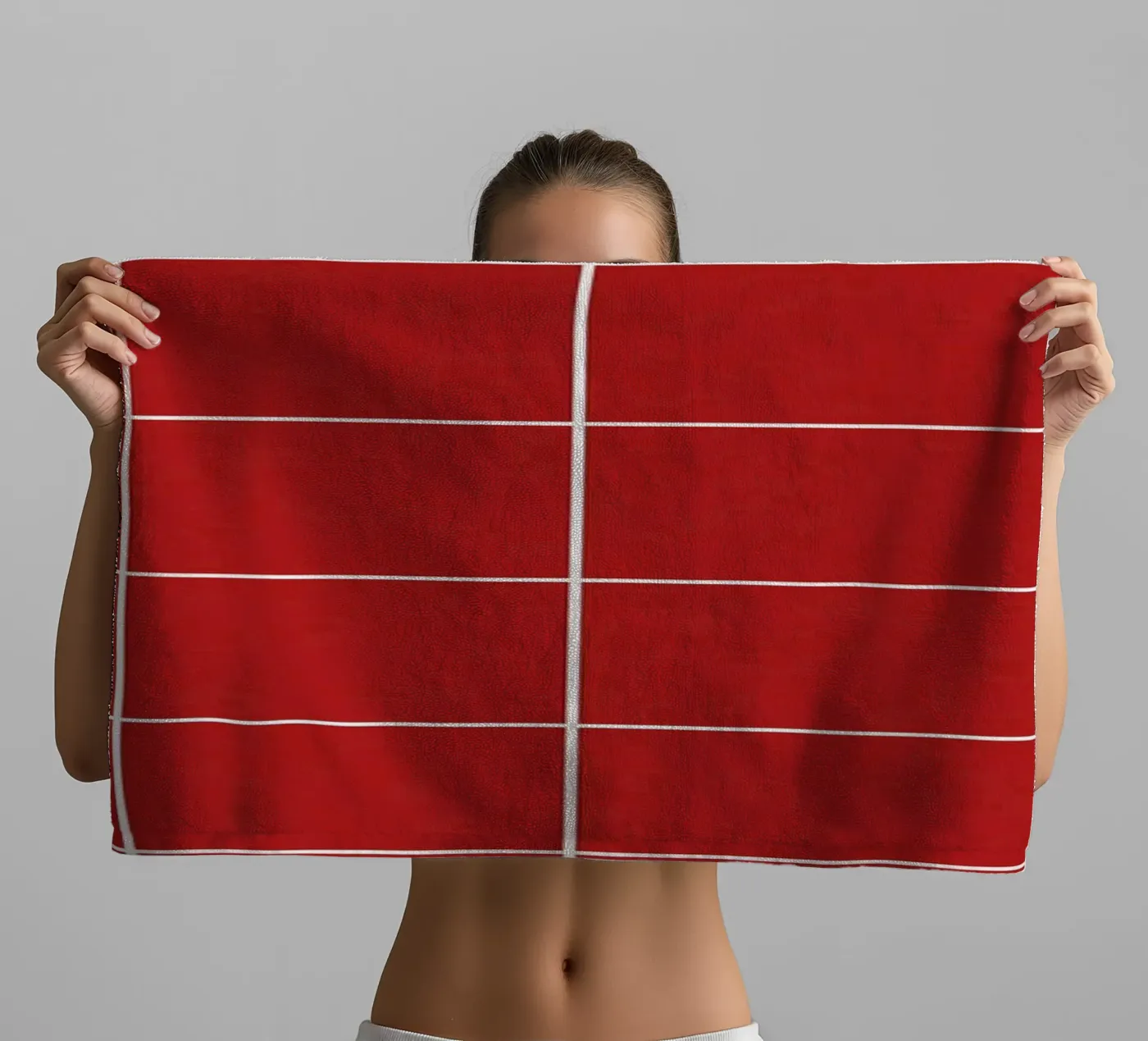 Red grid badhanddoek van TijanaArtStudio88