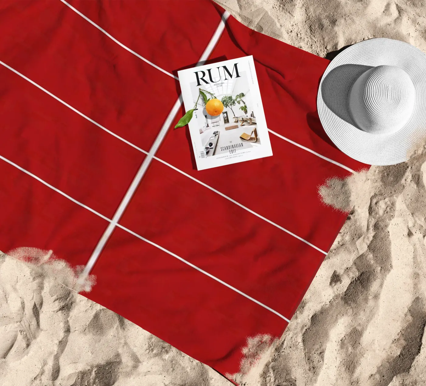 Red grid Strandtuch von TijanaArtStudio88