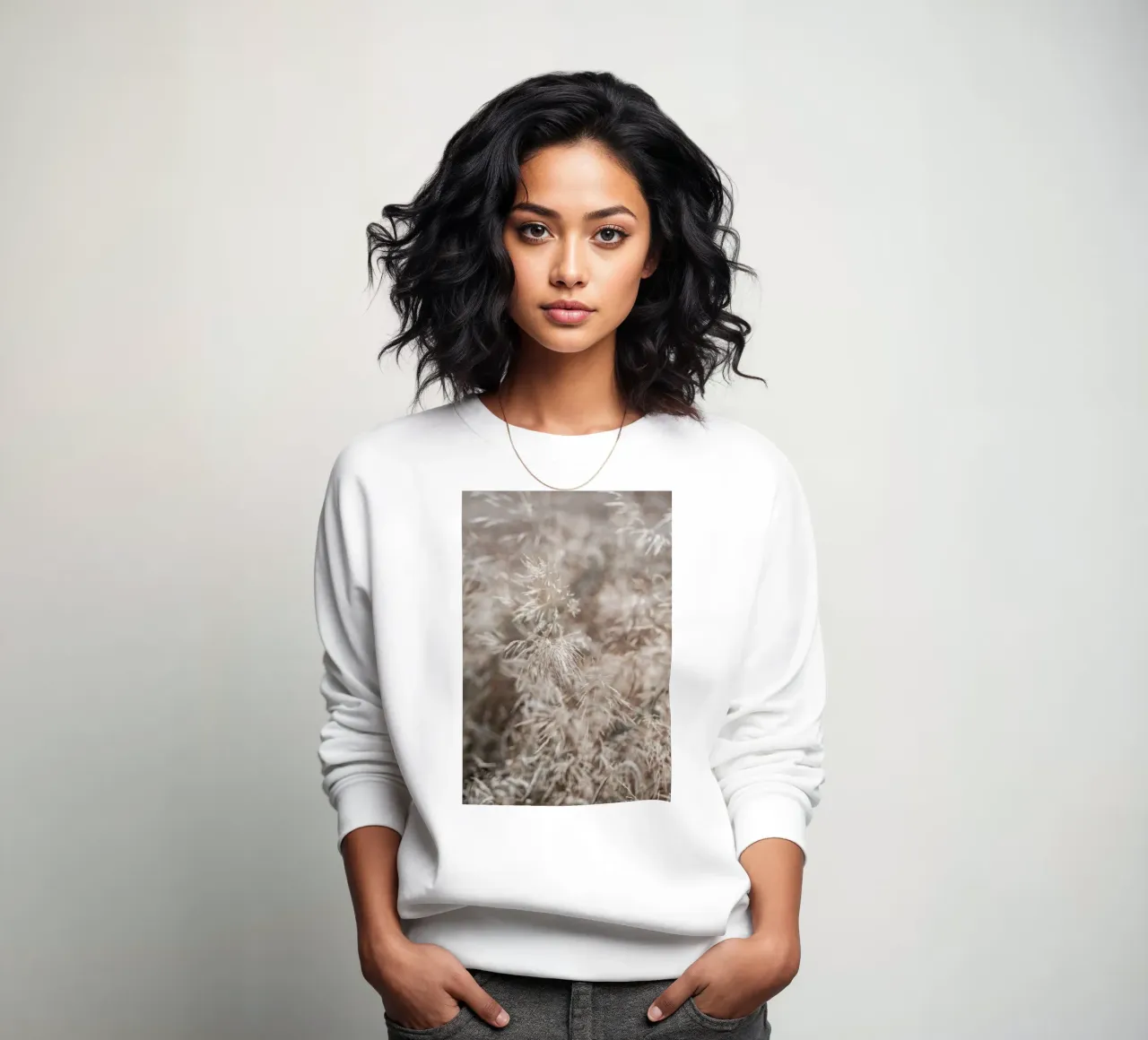 Delicate wild grasses photography sweatshirt by Carinaprint
