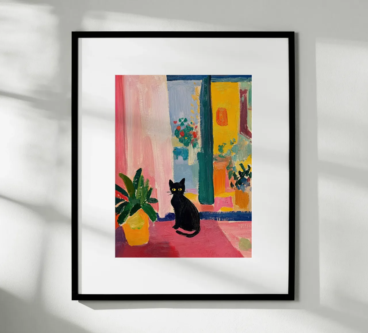 Black Cat with Plant Colorful Impressionist Poster poster by NorwesClub