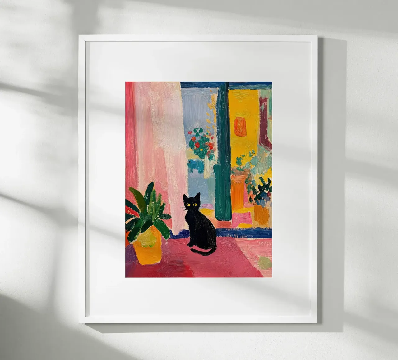 Black Cat with Plant Colorful Impressionist Poster poster by NorwesClub