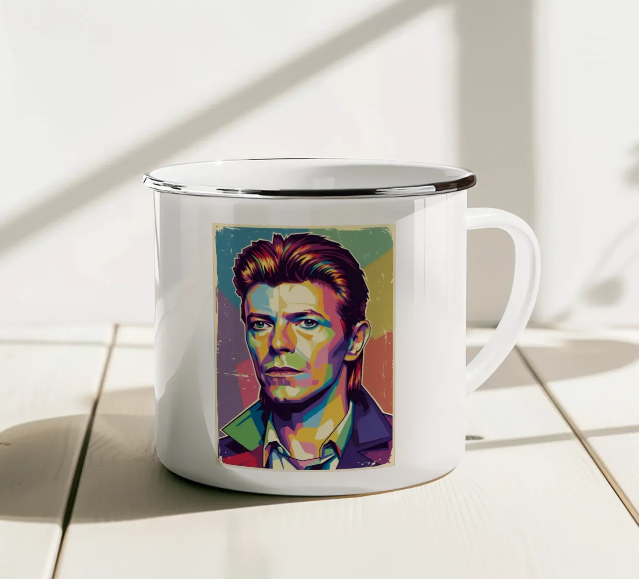 David Bowie pop art tazza in smalto da Hantamrata