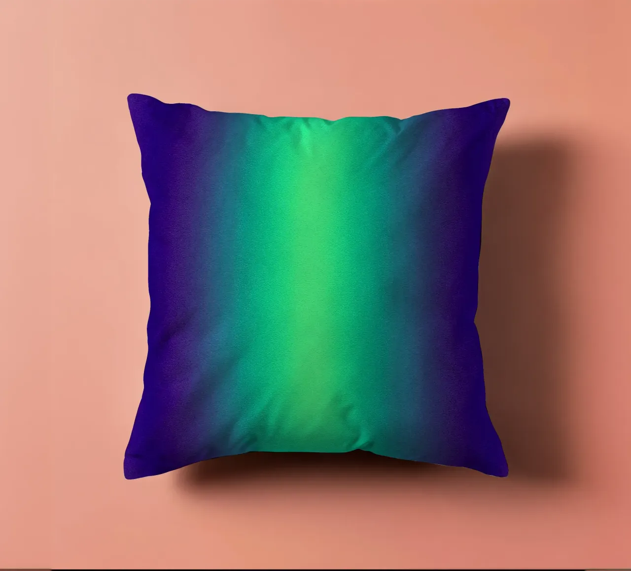 Neon Glow Art - Centro verde in un campo di colore viola cuscino da SMPLE
