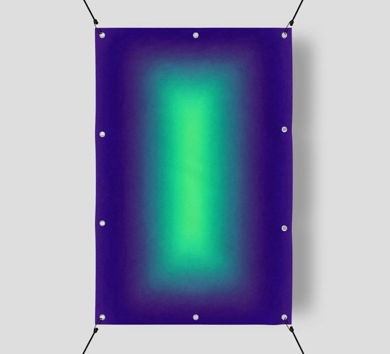 Neon Glow Art - Centro verde in un campo di colore viola telo in pvc da SMPLE