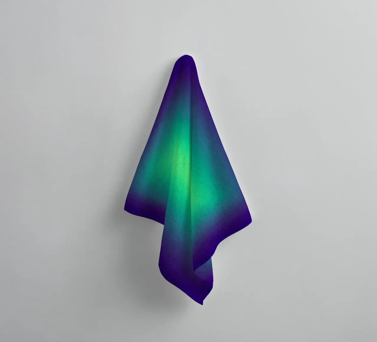 Neon Glow Art - Centro verde in un campo di colore viola asciugamano da bagno da SMPLE