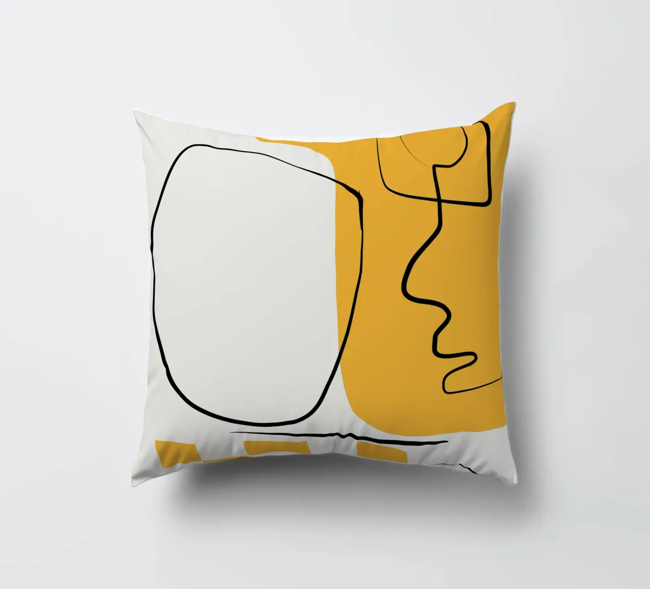 Giallo e linee artistiche 07 cuscino da Little Dean