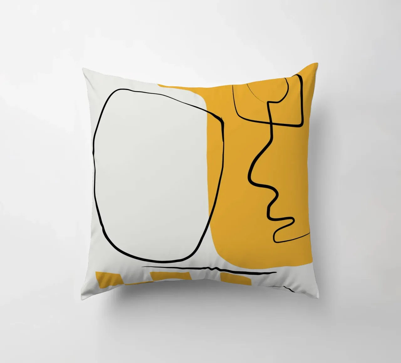Giallo e linee artistiche 07 cuscino da Little Dean