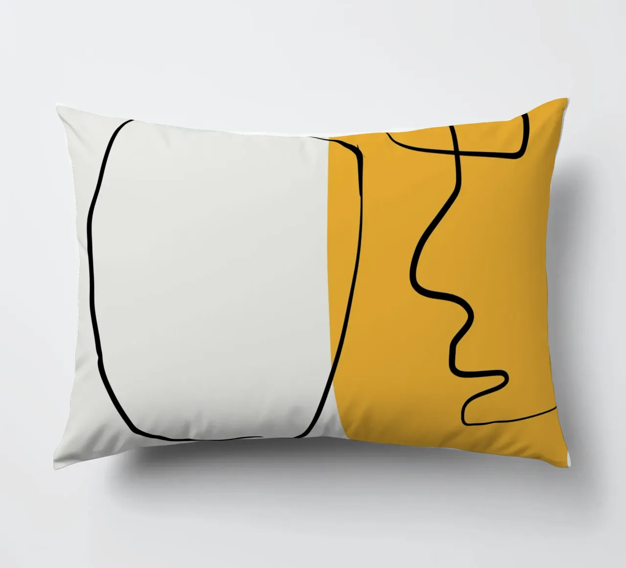 Giallo e linee artistiche 07 cuscino da Little Dean