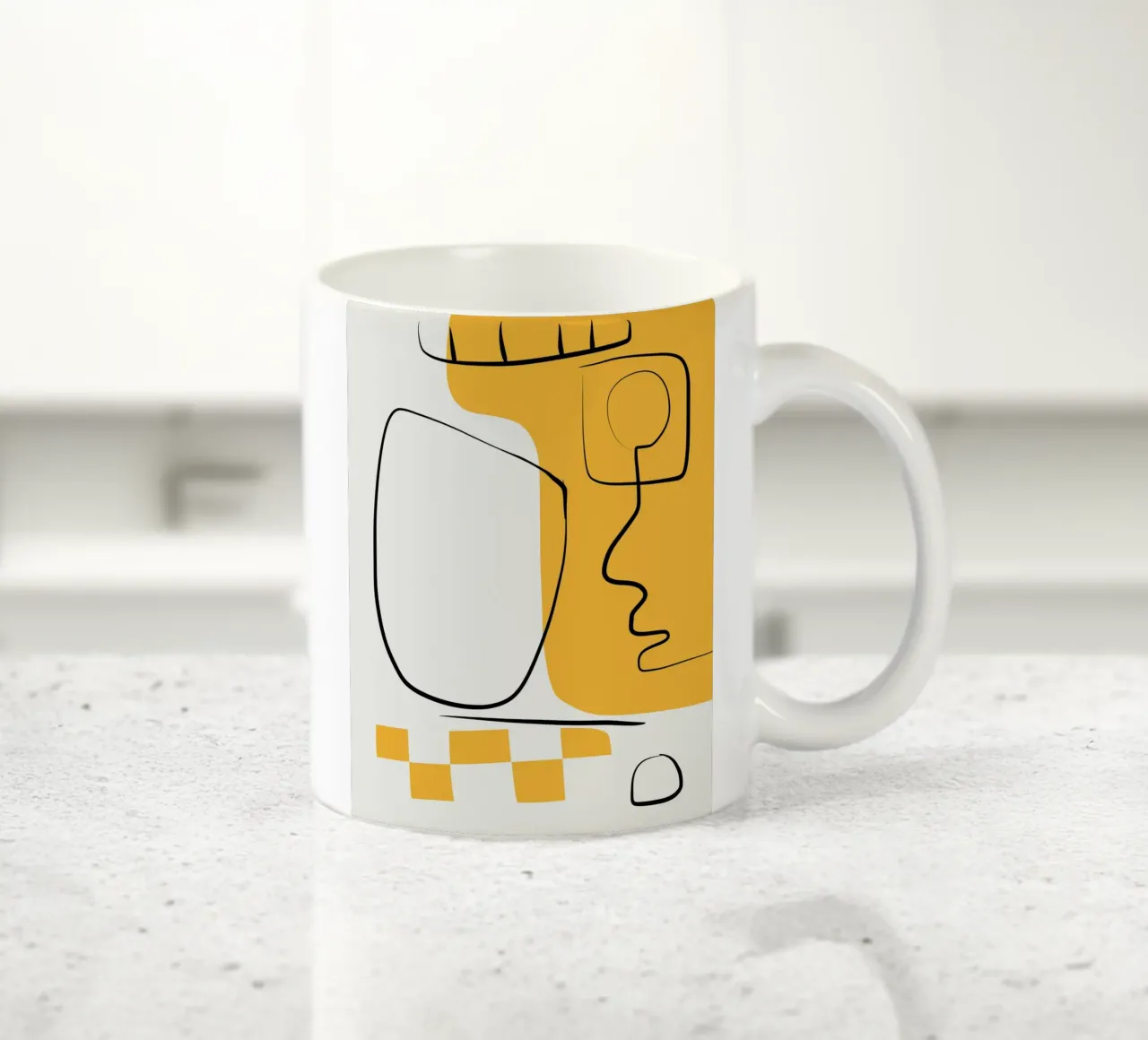 Giallo e linee artistiche 07 tazza in ceramica da Little Dean