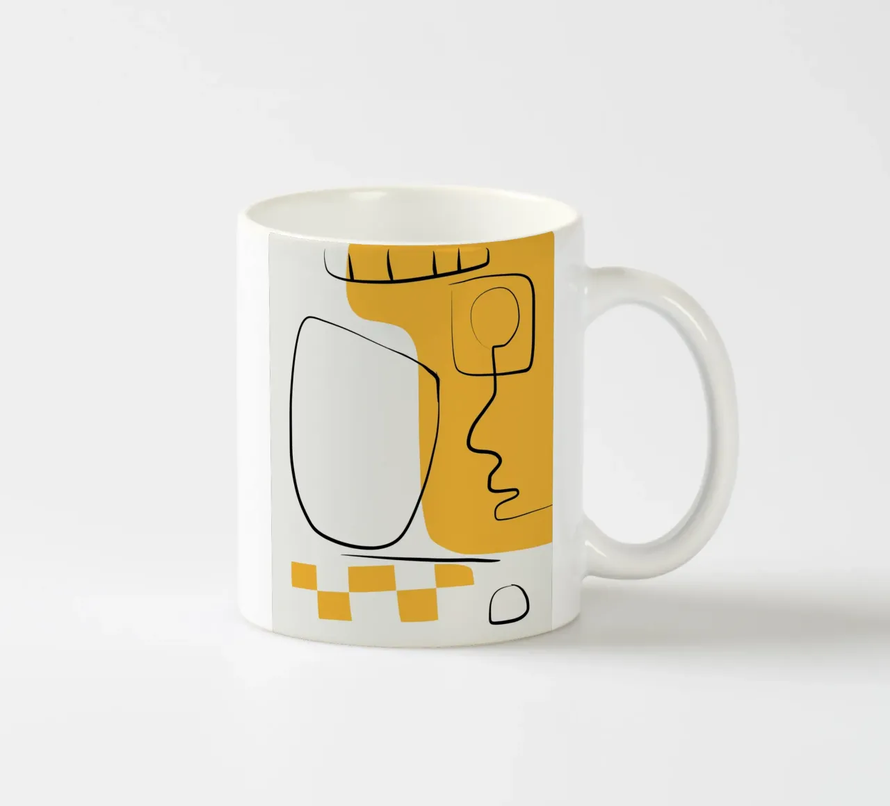 Giallo e linee artistiche 07 tazza in ceramica da Little Dean