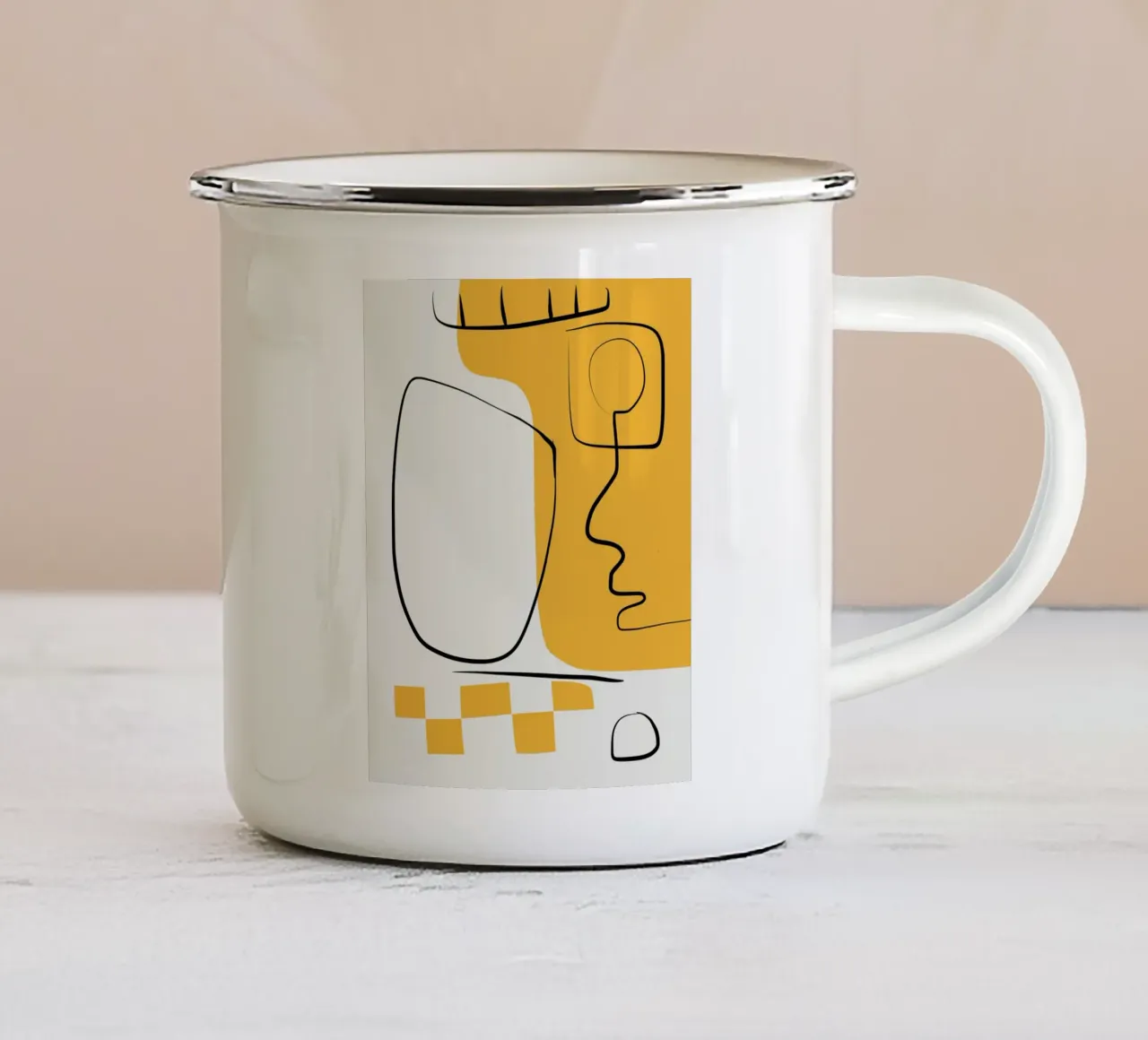 Giallo e linee artistiche 07 tazza in smalto da Little Dean