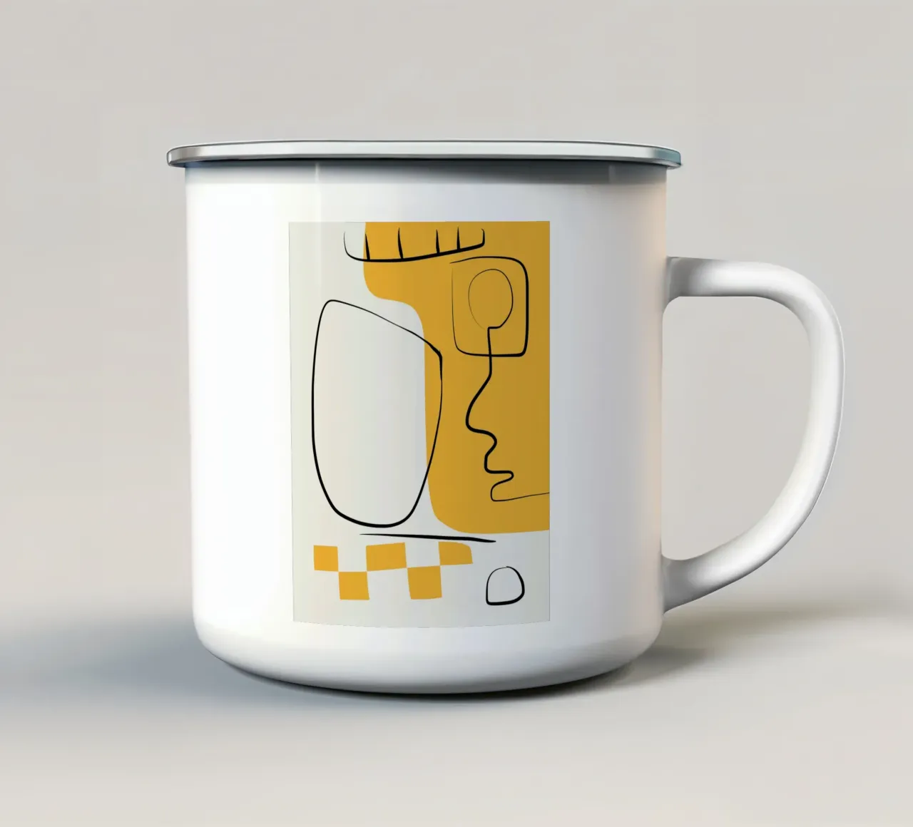 Giallo e linee artistiche 07 tazza in smalto da Little Dean