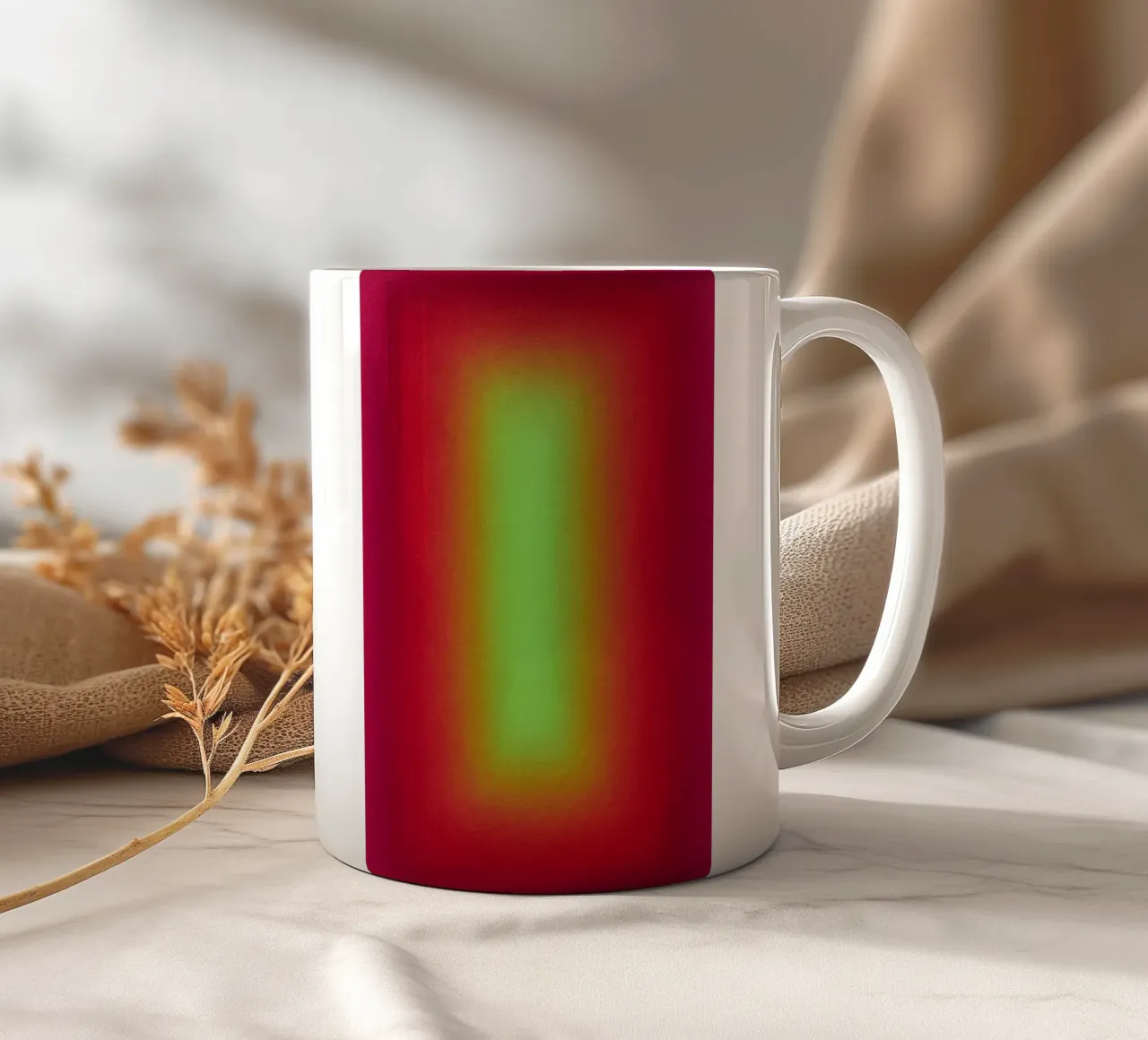 Neon Glow Gradient - Gioco di luce meditativo in rosso e giallo tazza in ceramica da SMPLE