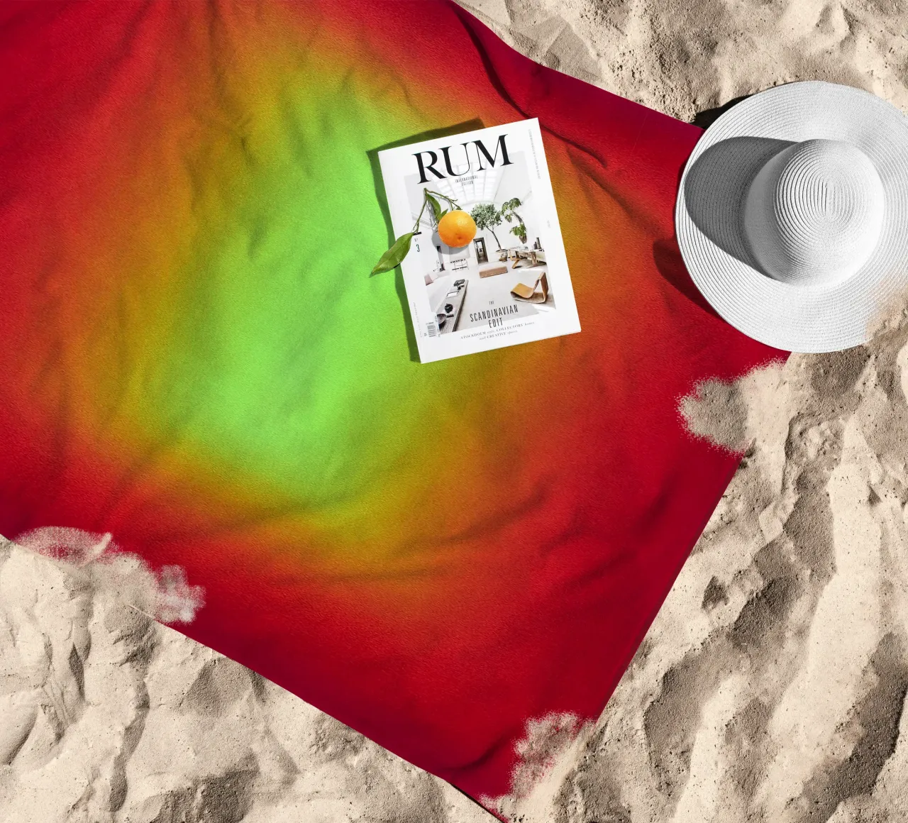 Neon Glow Gradient - Gioco di luce meditativo in rosso e giallo telo mare da SMPLE