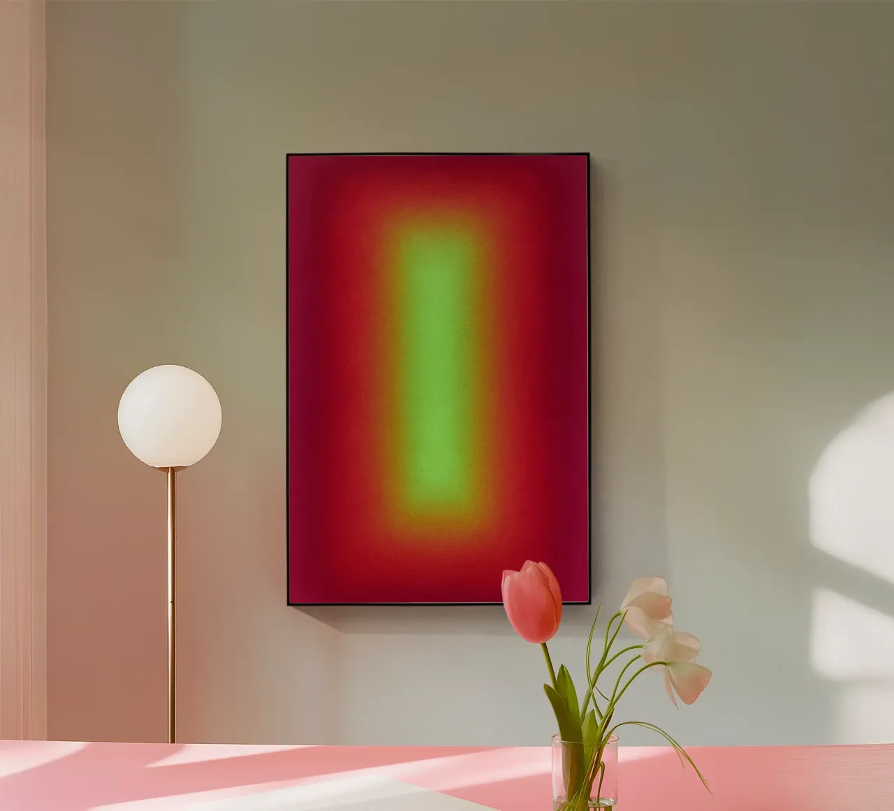 Neon Glow Gradient - Gioco di luce meditativo in rosso e giallo plexiglass da SMPLE