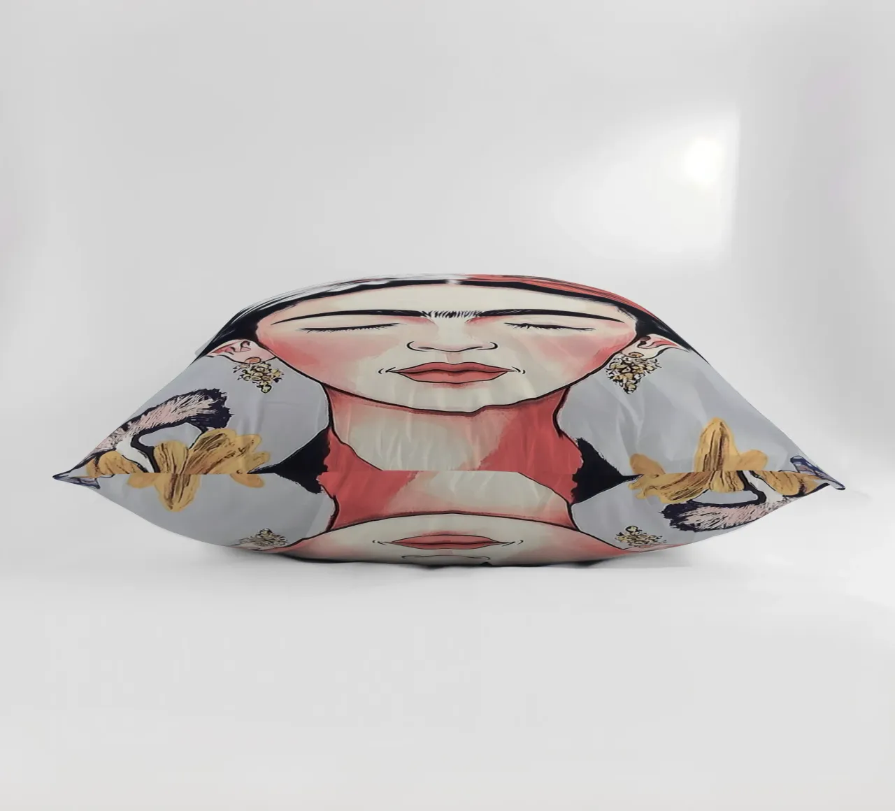Frida Kahlo pastel flower dream decorative cushion by Carinaprint