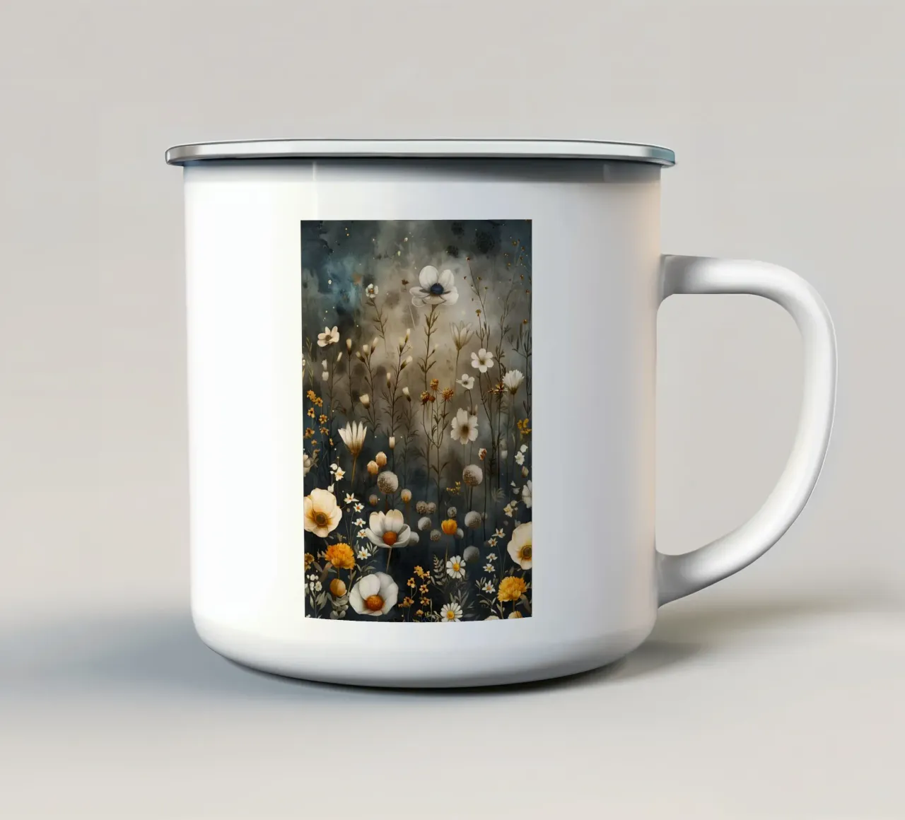 Un prato magico pieno di fiori tazza in smalto da Justyna Jaszke JBJart