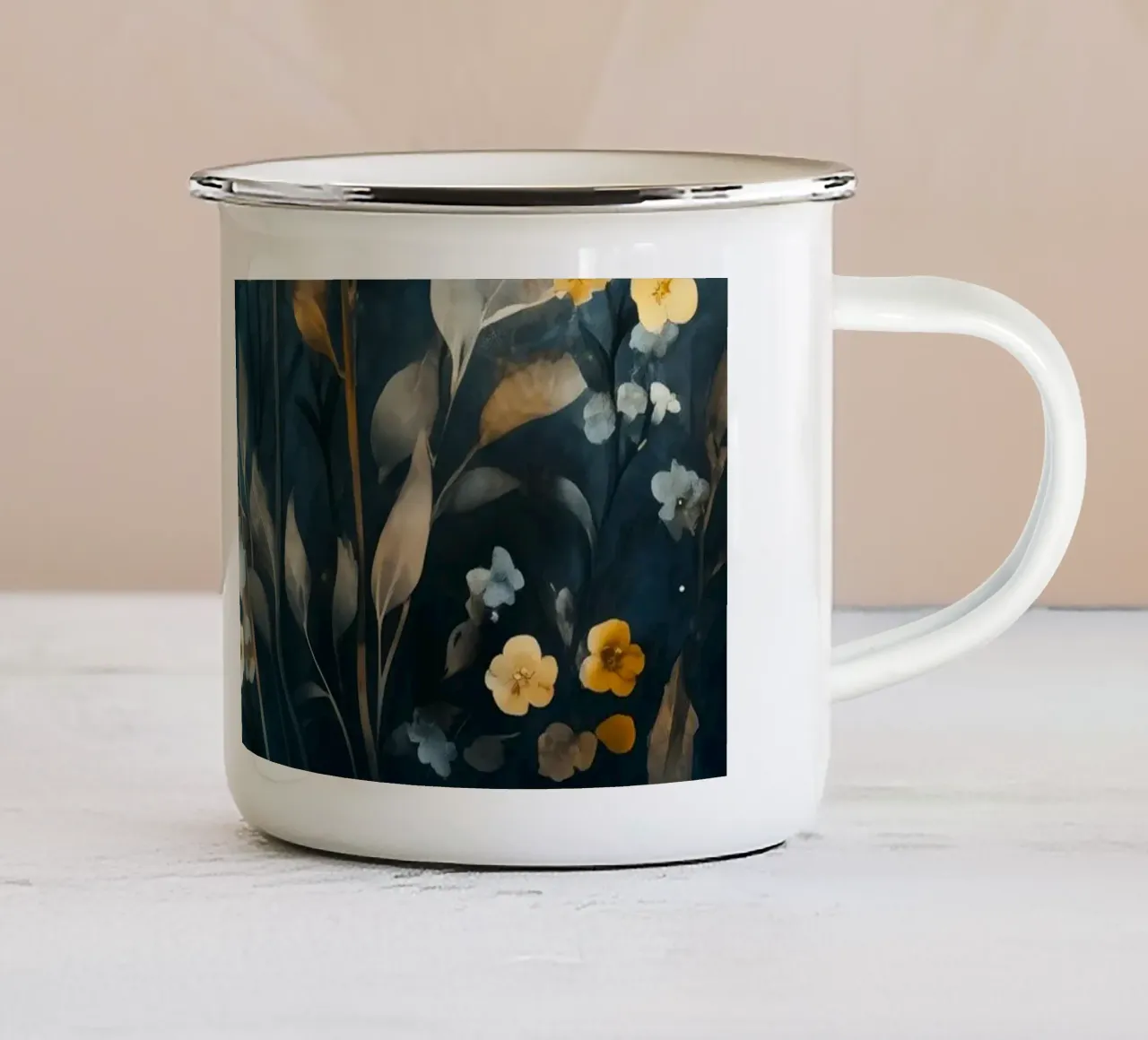 Meodow magico con fiori tazza in smalto da Justyna Jaszke JBJart
