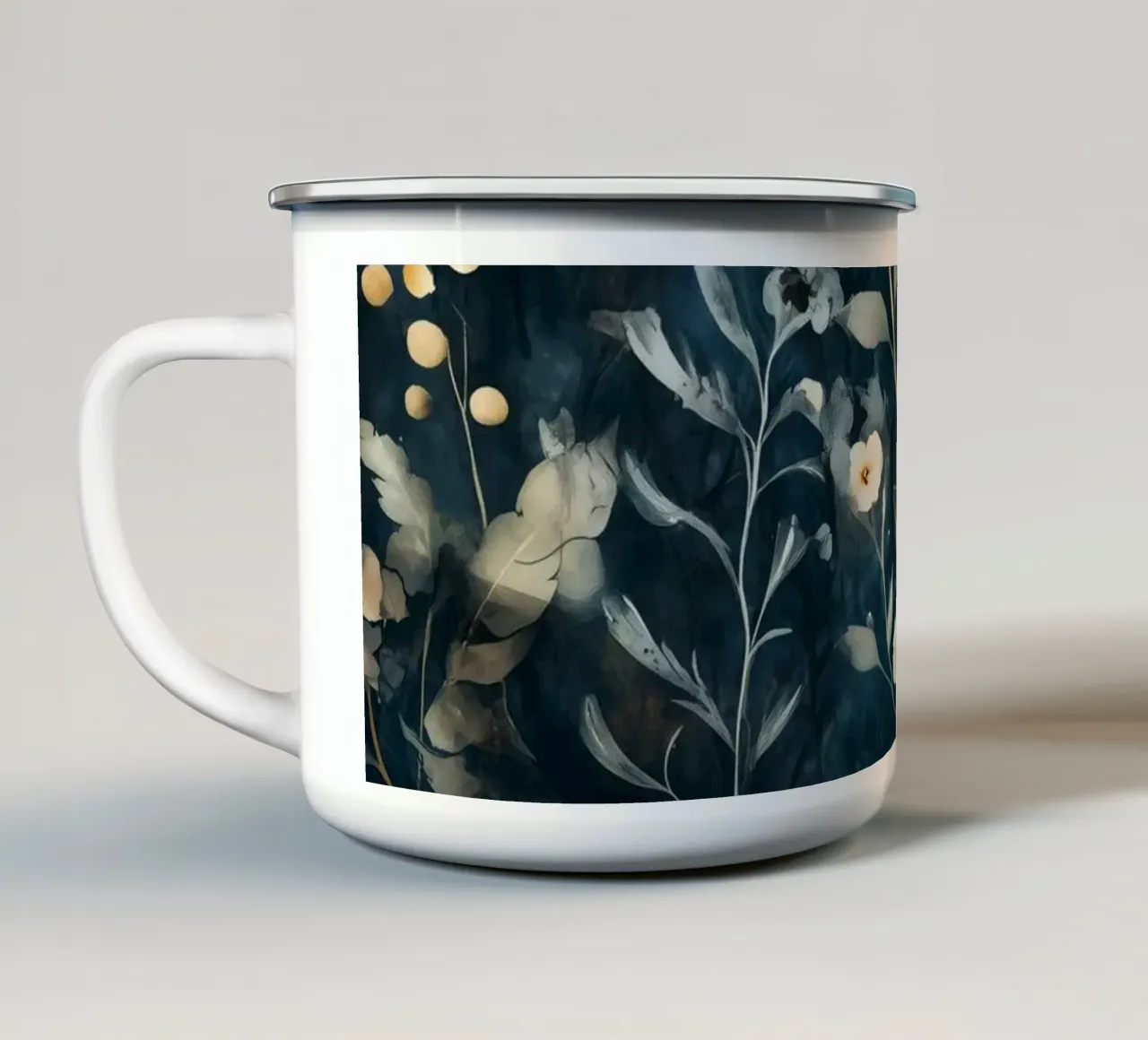 Meodow magico con fiori tazza in smalto da Justyna Jaszke JBJart