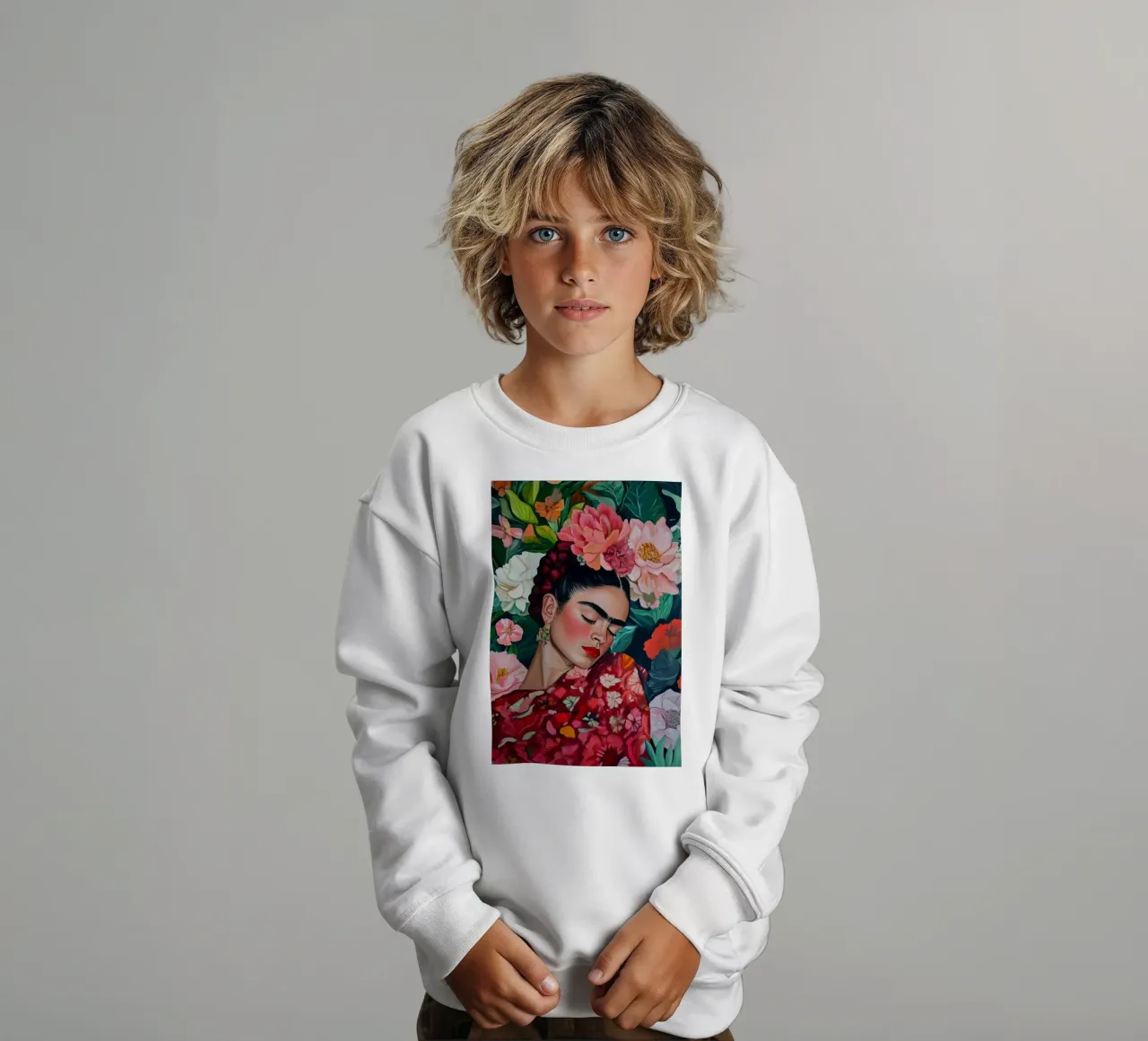 Sogno di fiori con Frida felpa bambino da Carinaprint
