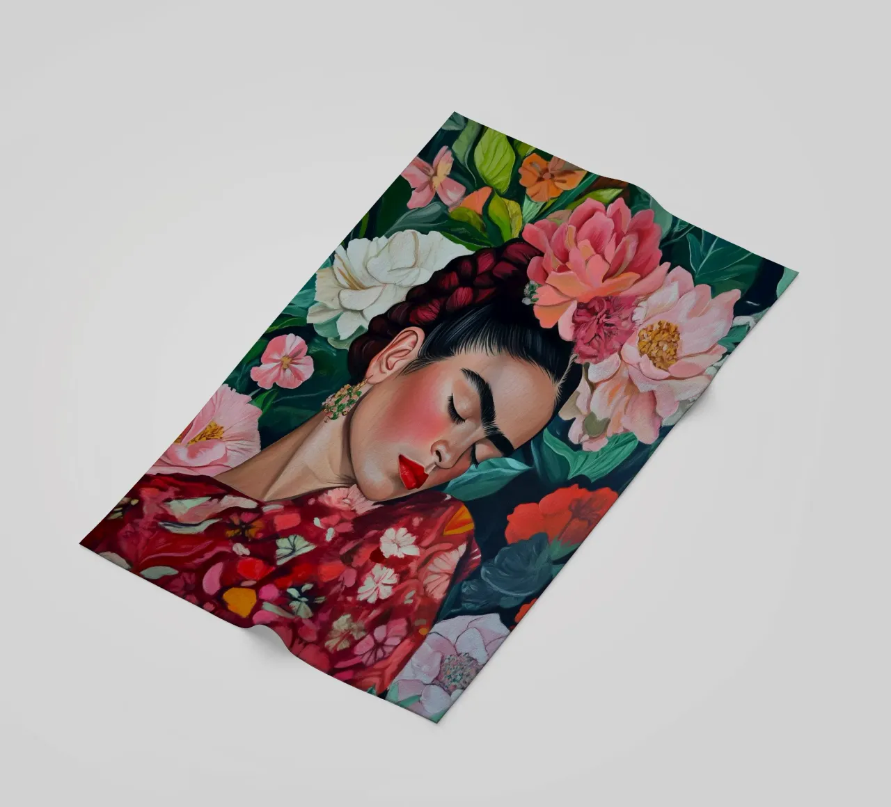 Sogno di fiori con Frida telo mare da Carinaprint