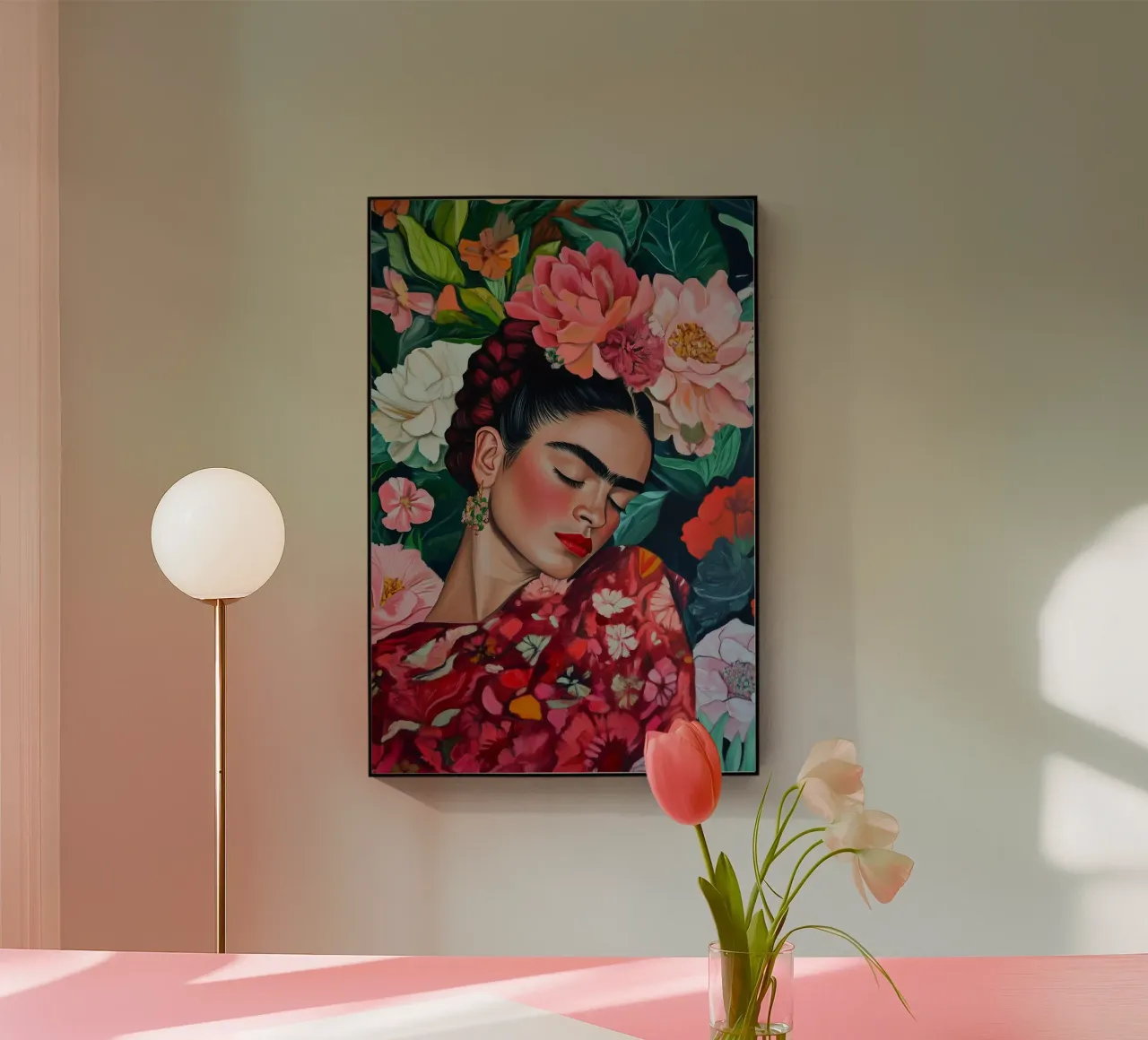 Sogno di fiori con Frida plexiglass da Carinaprint