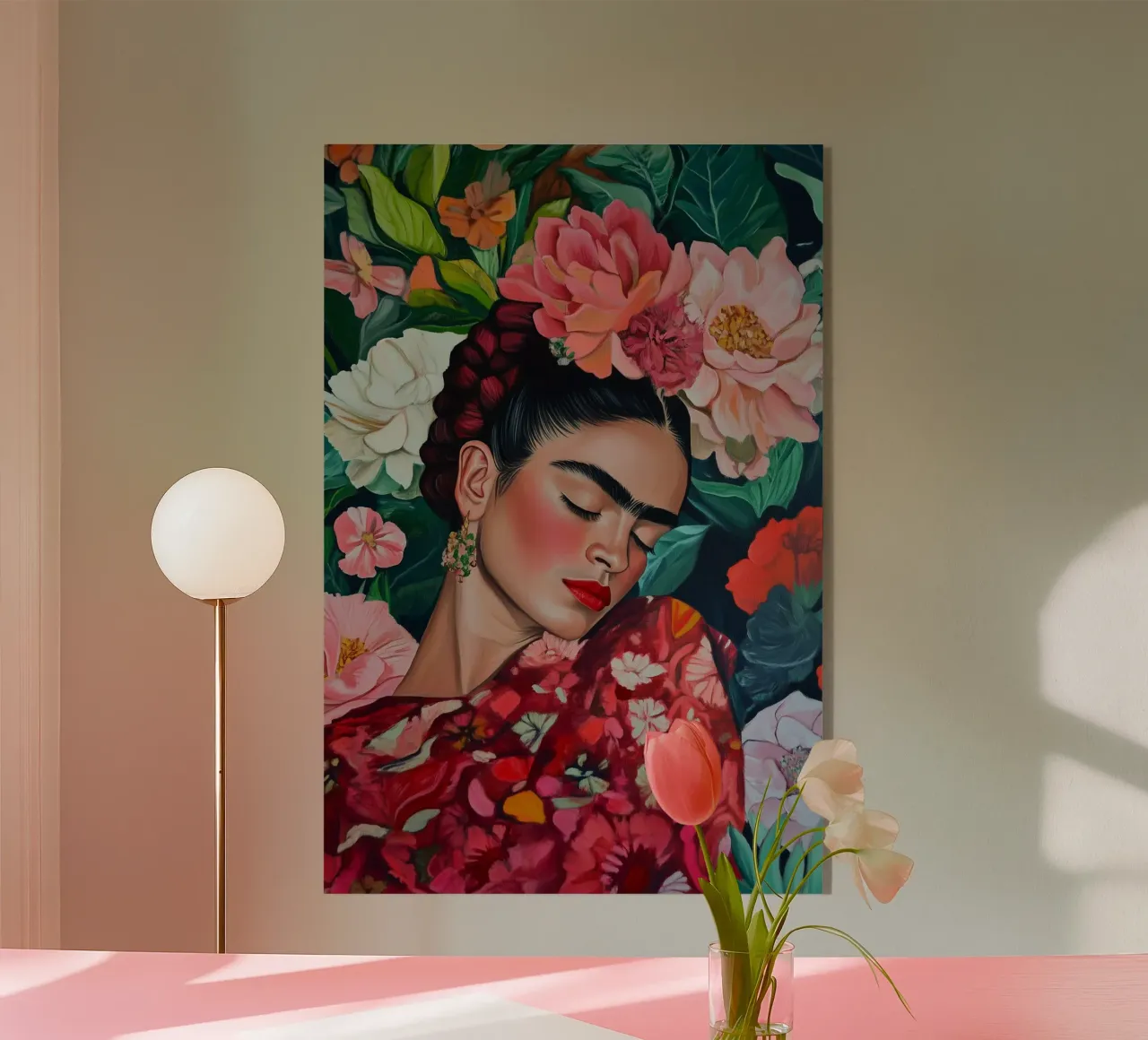 Sogno di fiori con Frida plexiglass da Carinaprint